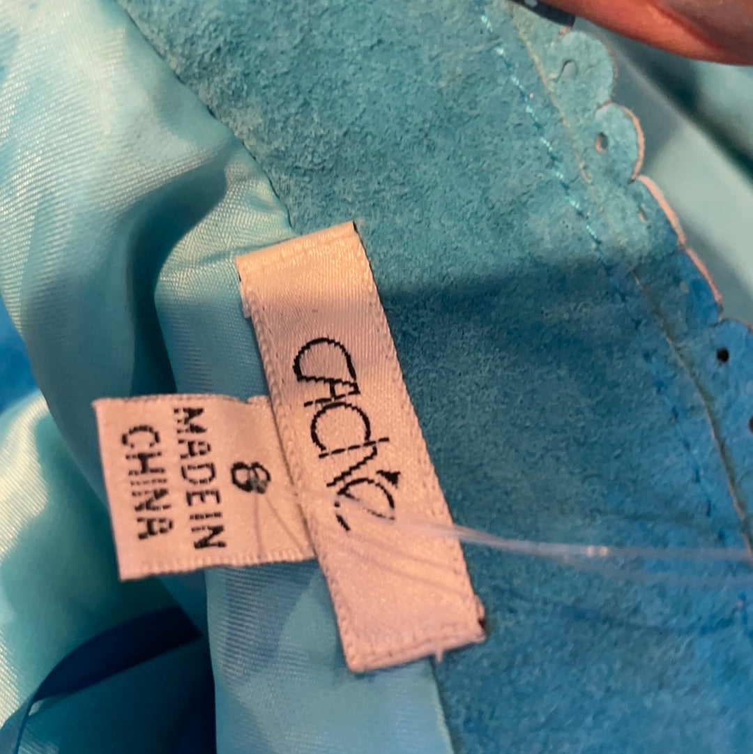 Vintage Teal Suede Leather Mini Dress(Sz 8)