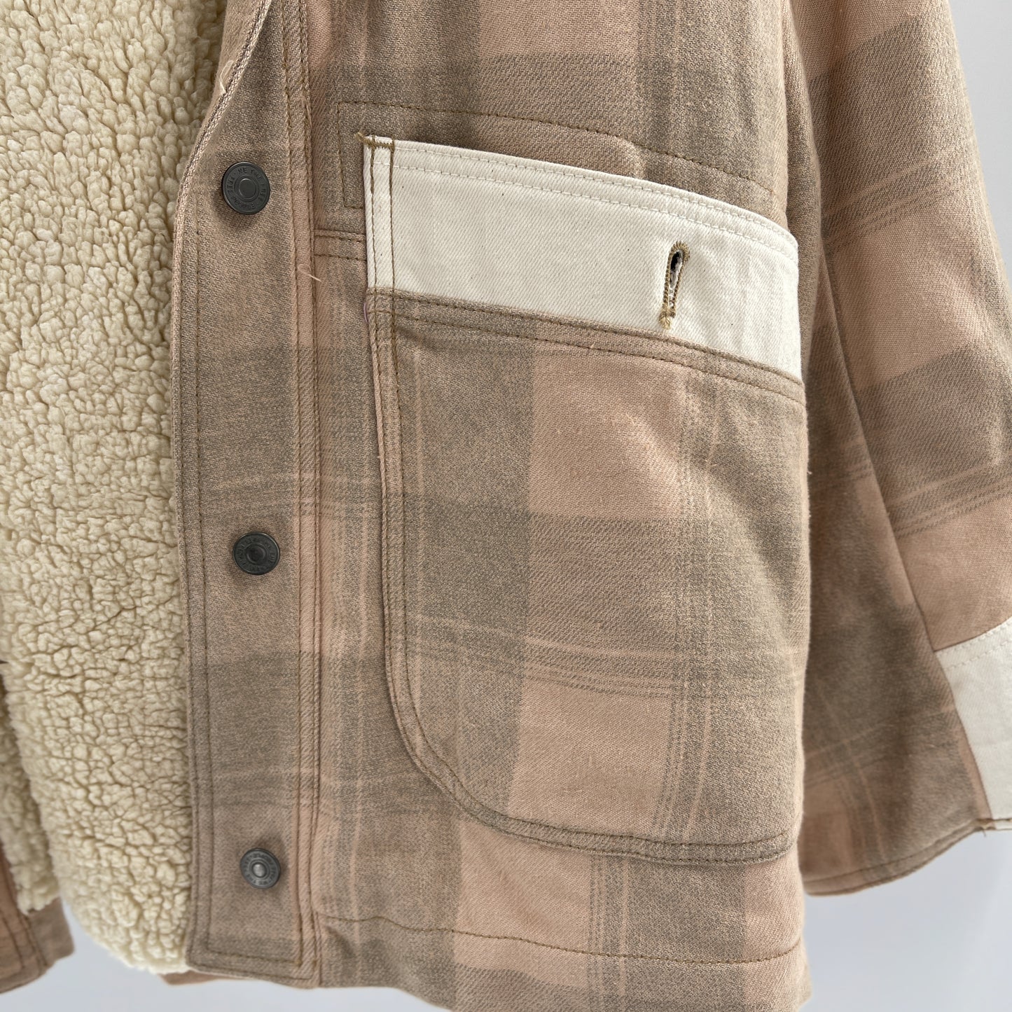Free People Plaid Sherpa Jacket (M)