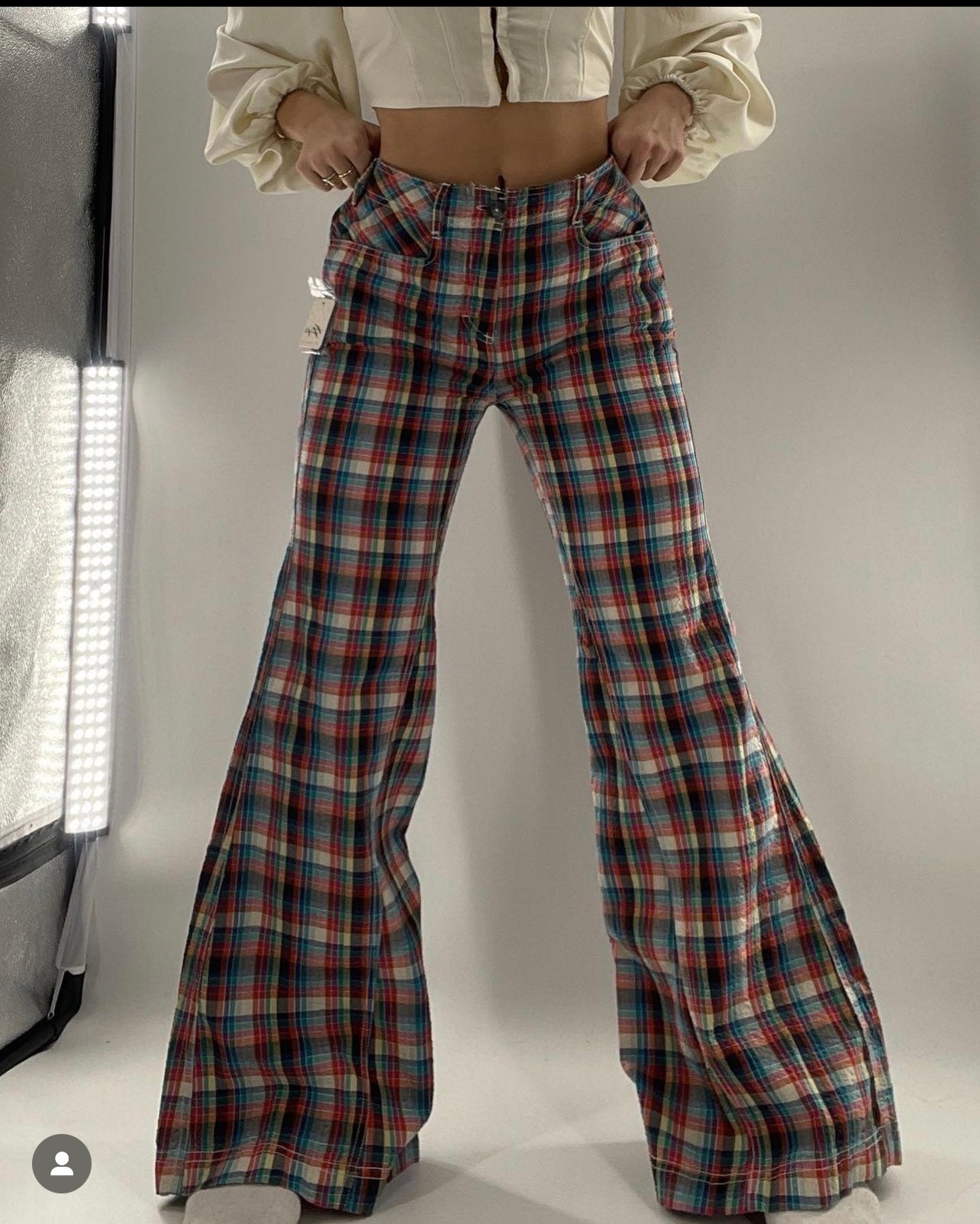 Free People CristinaPlaid Low-Rise Flare Pants (6)