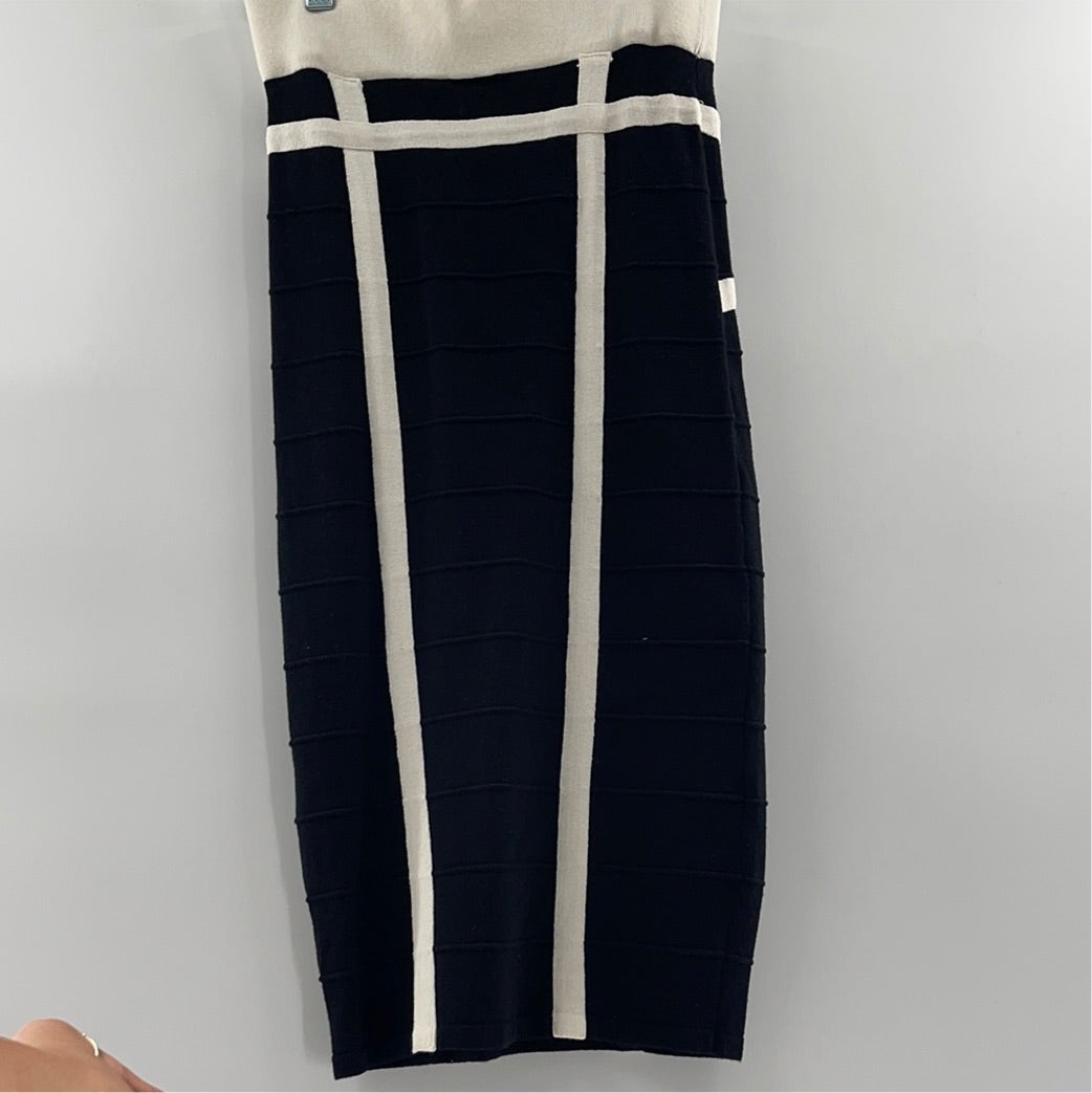 Black and White "Sparkle + Fade" Cross Patterned Bandage Skirt (Size Small)