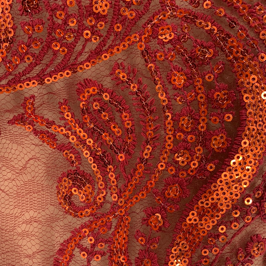 Free People Red Sequin Lace Mini Dress (Sz6)