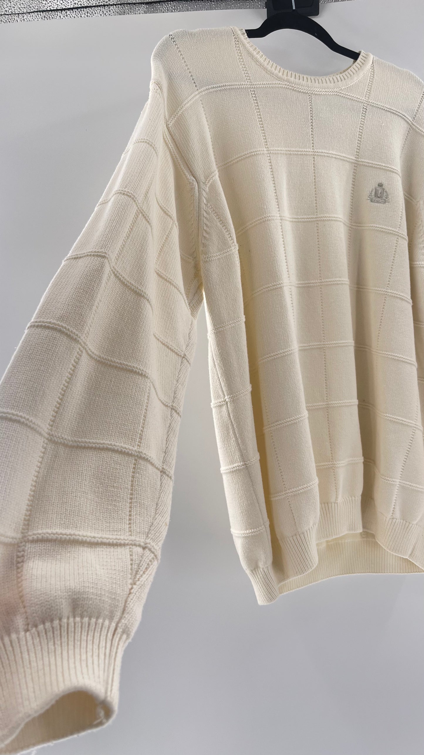 Vintage IZOD Cream Square Stitch Sweater (XL)