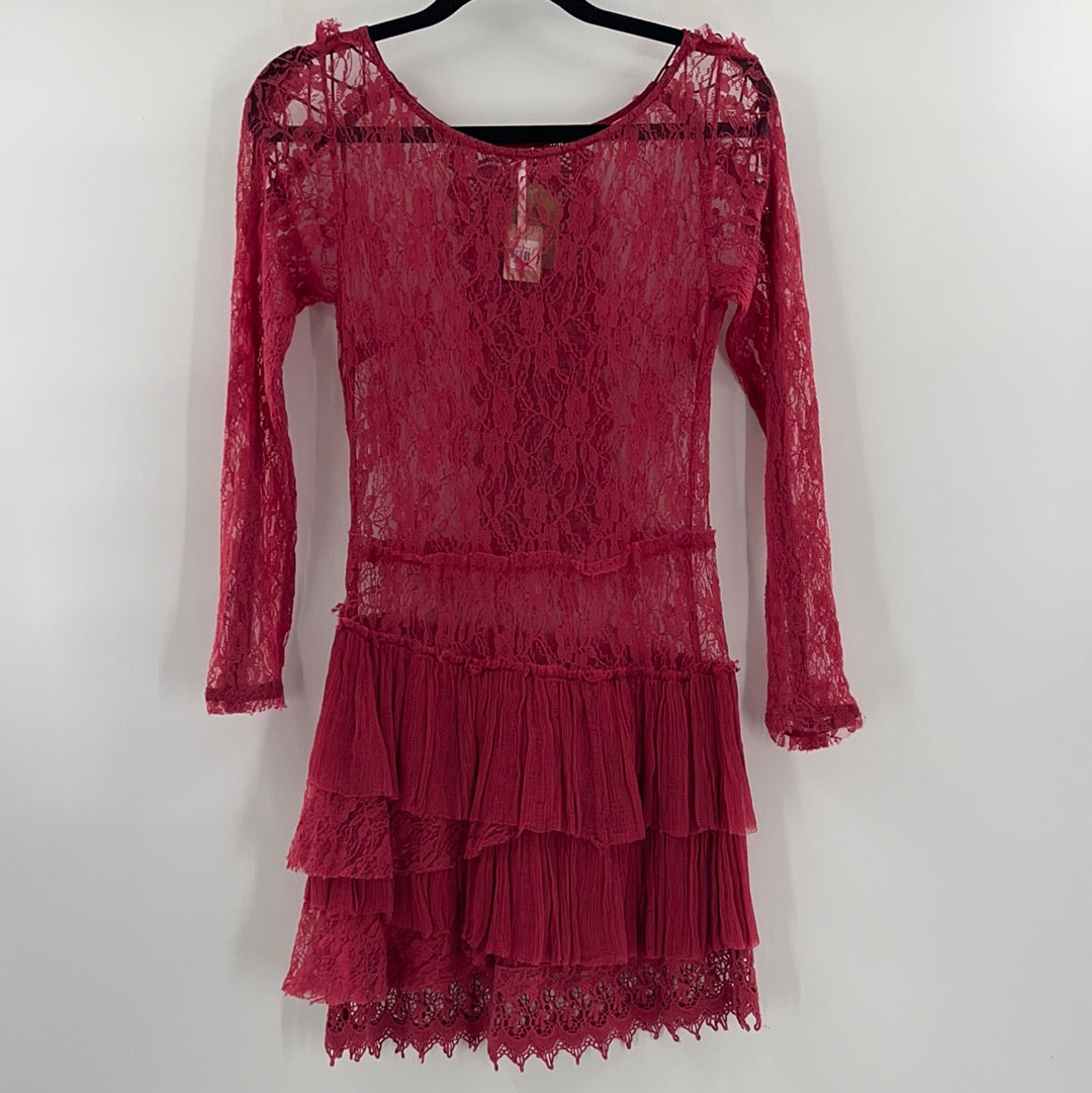 Free People Jen’s Pirate Booty Wine Lace Dress (S)