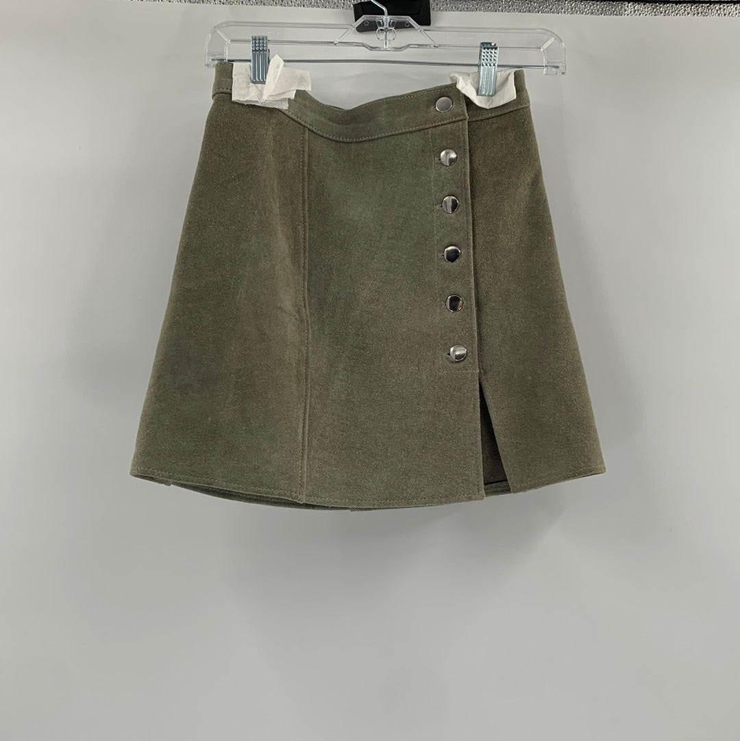 Free People - Understated - Authentic Suede Green Mini Skirt (Size Small)