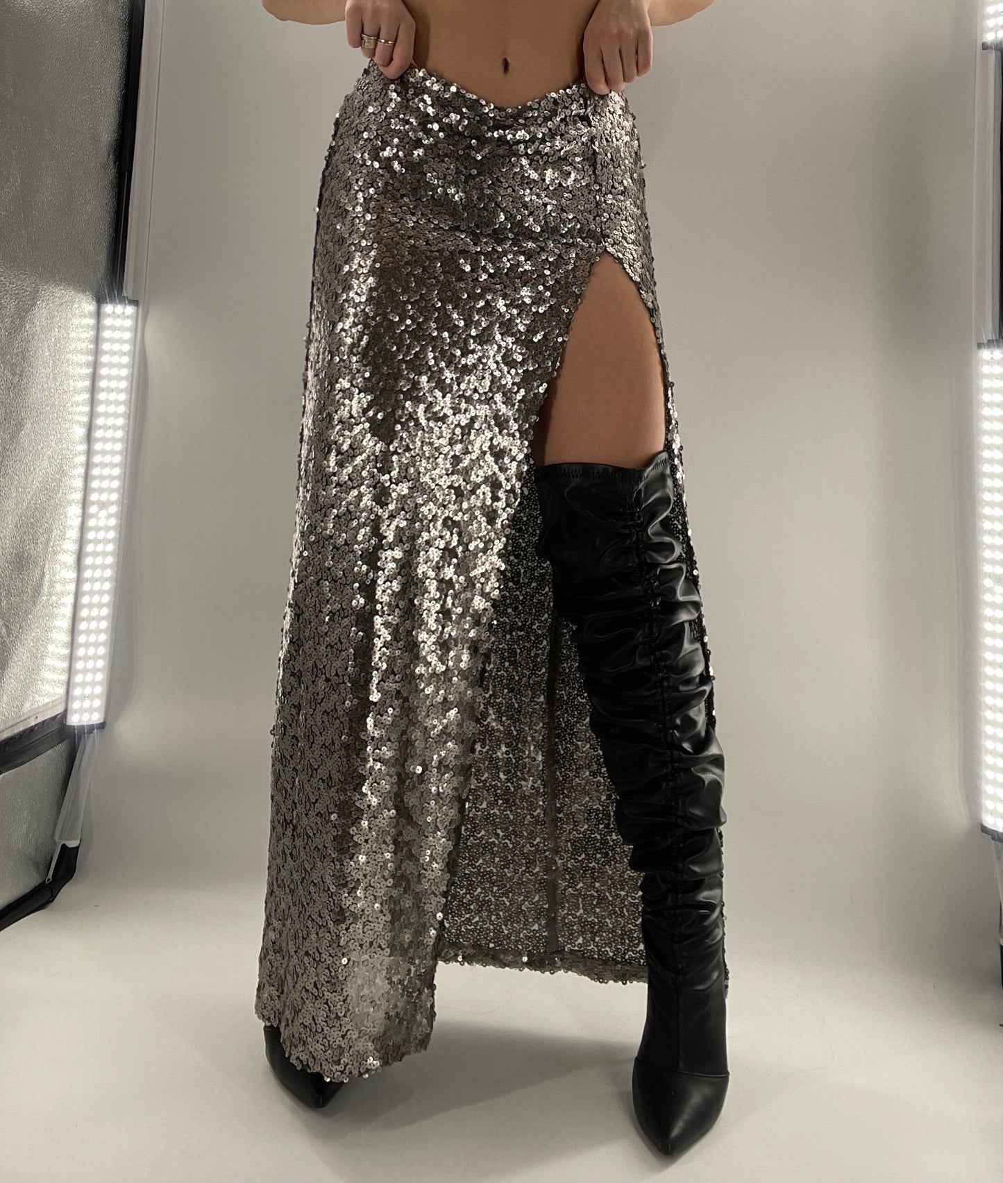 Blu Moon Free People Silver Sequin Skirt (Medium)