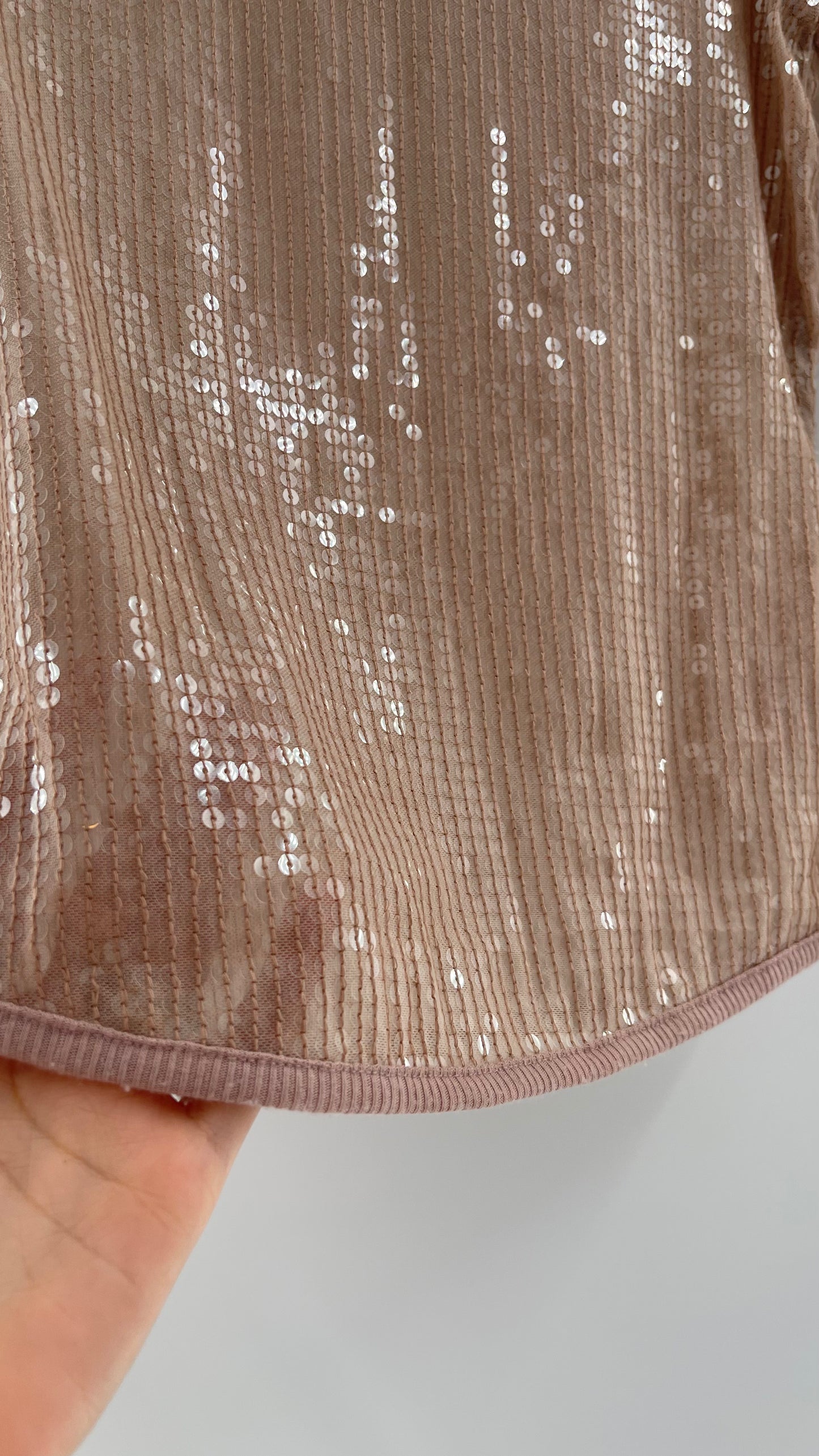 Intimately Free People Dusty Pink Sequin Long Sleeve (Small)