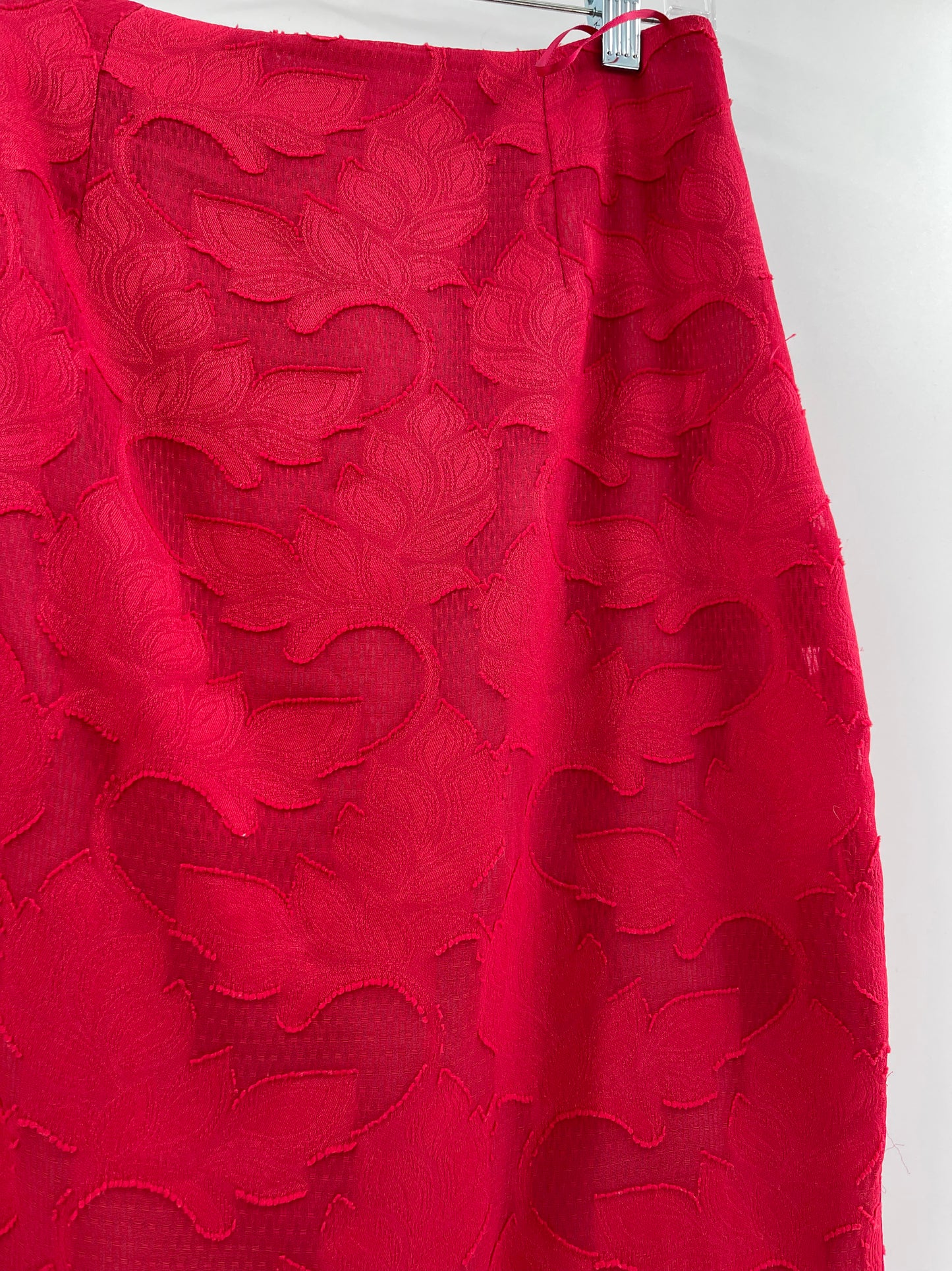 Free People Red Overlay Ruffle Hem Under Knee Skirt (Size 2)