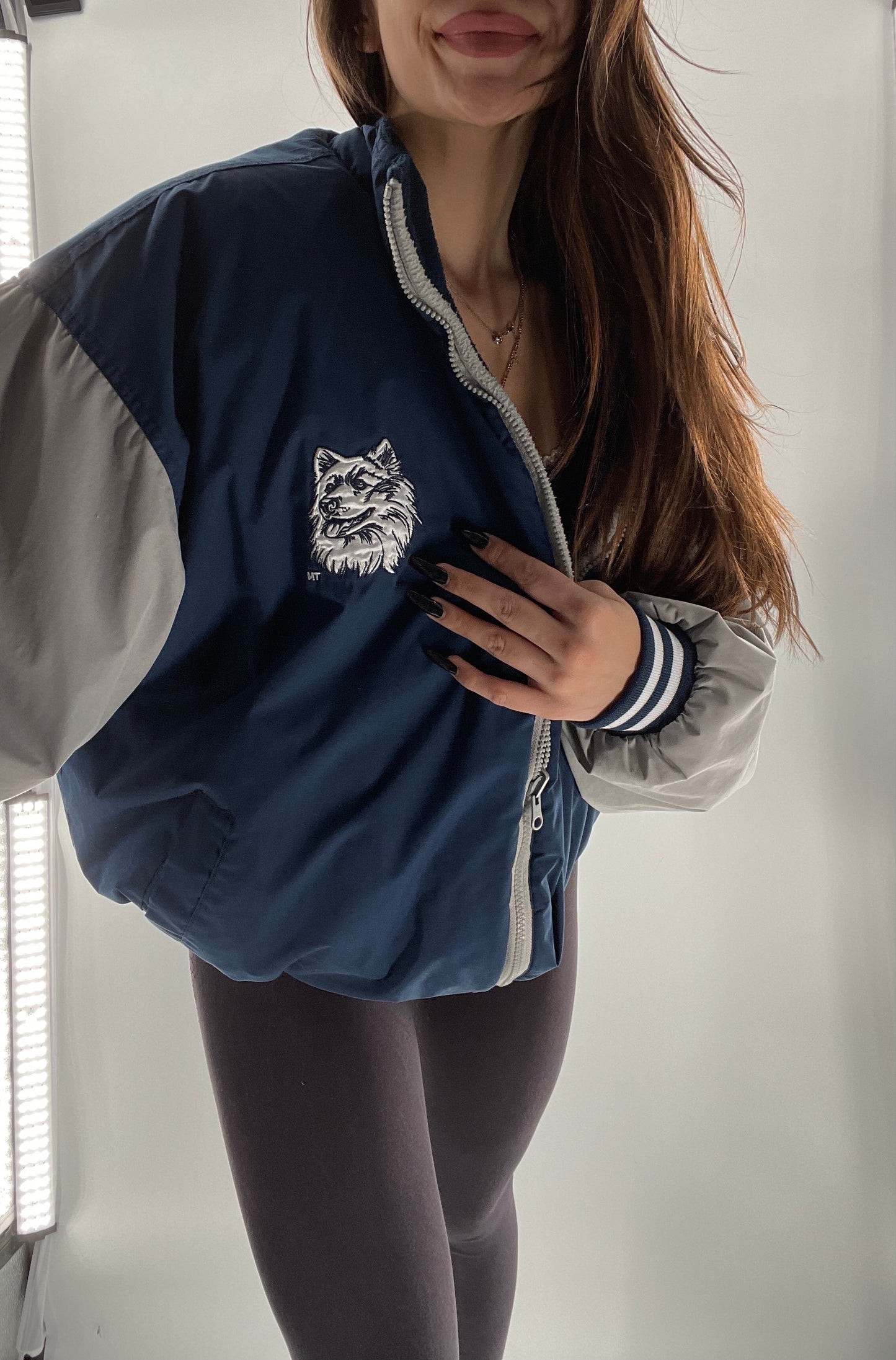 Vintage UCONN Huskies Reversible Windbreaker (Size Unlisted)