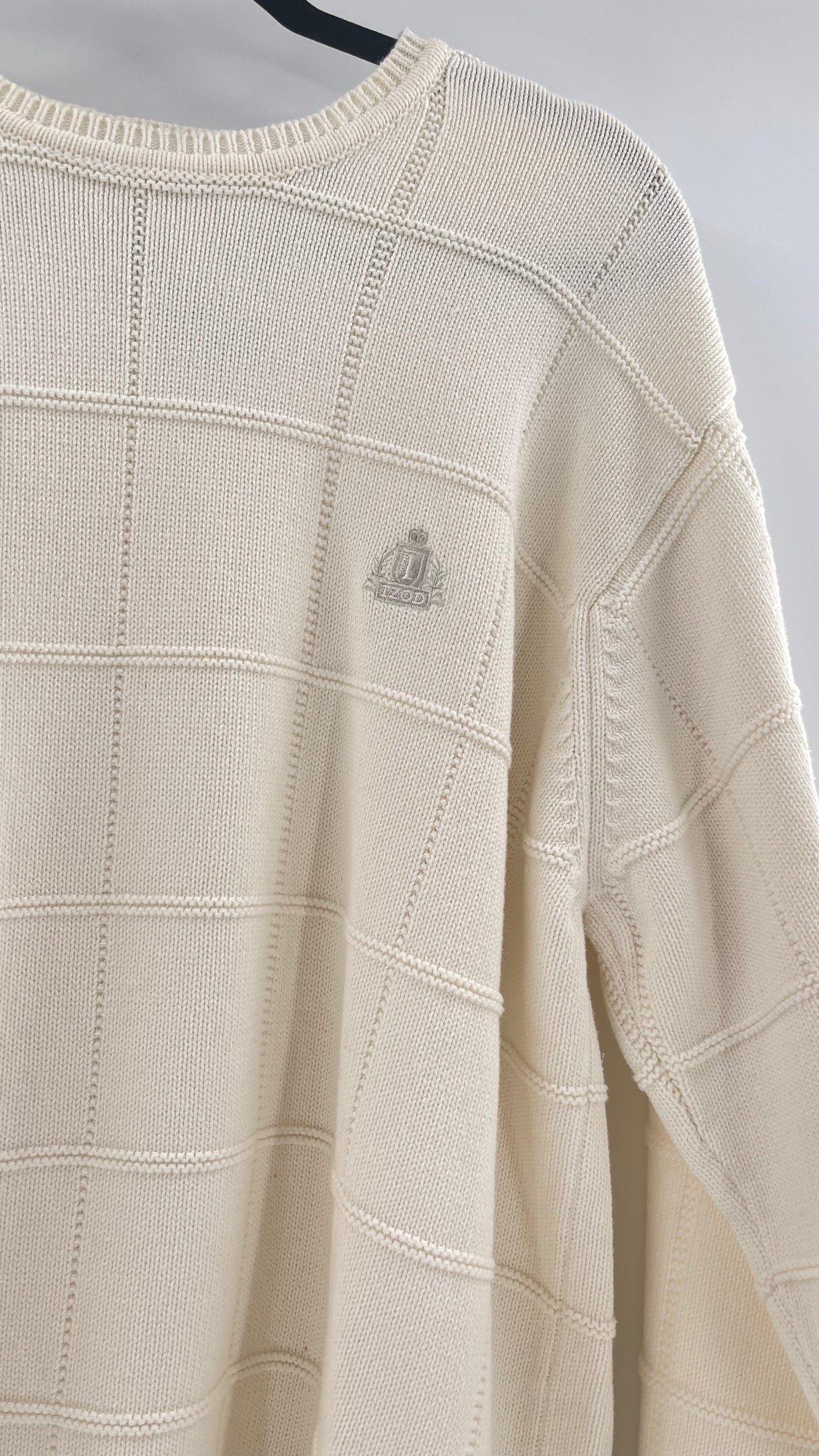 Vintage IZOD Cream Square Stitch Sweater (XL)