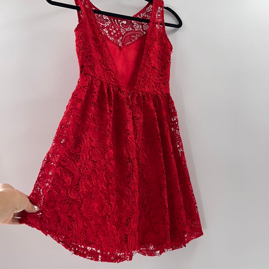 Francesca's - Red Lace Backless Mini (Small)