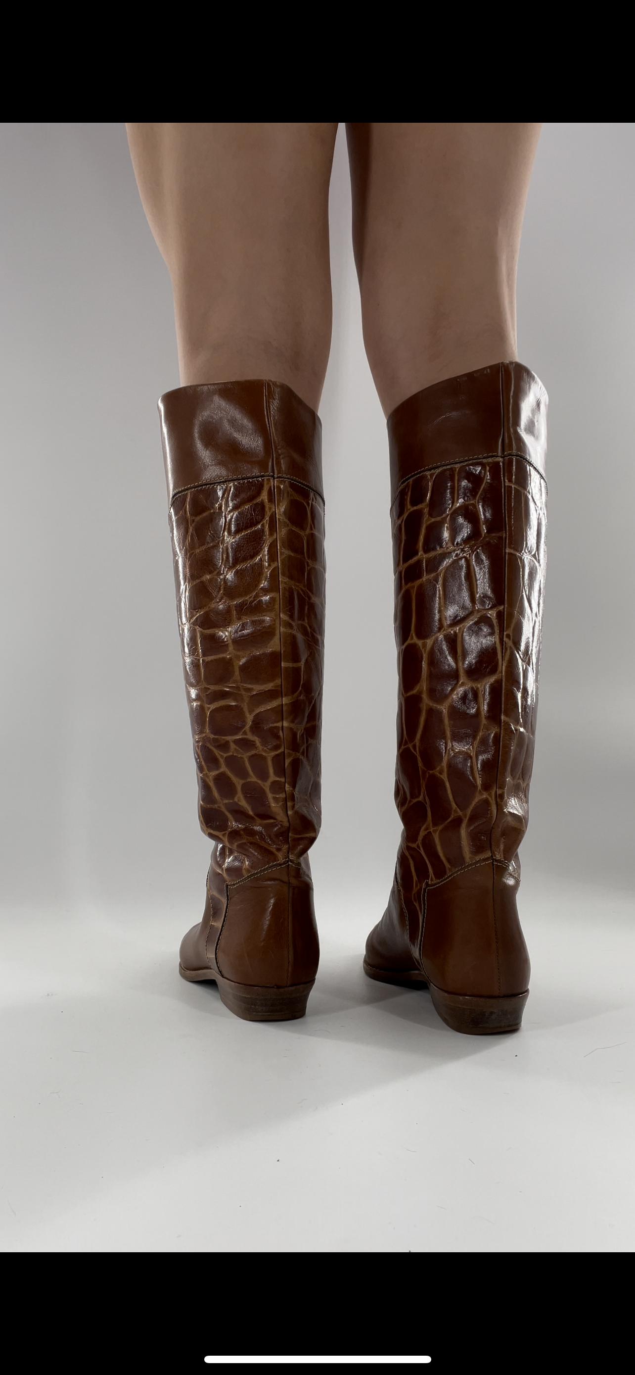 Joan & David Brown Leather Cowboy Snake Print Boots