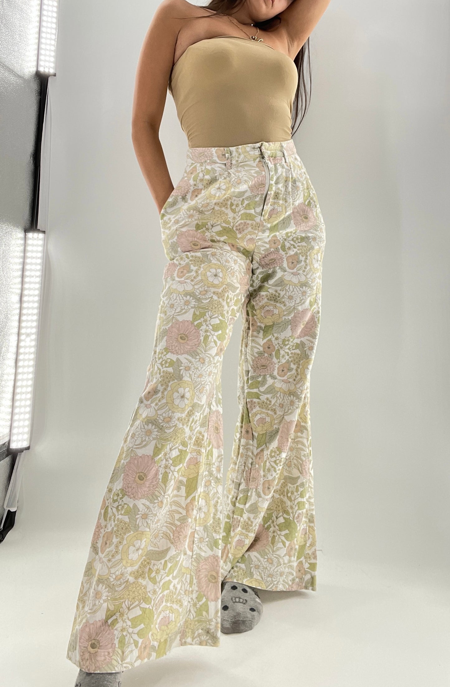 Charlie Holiday Muted Pastels Floral Wide Leg Trouser (6)
