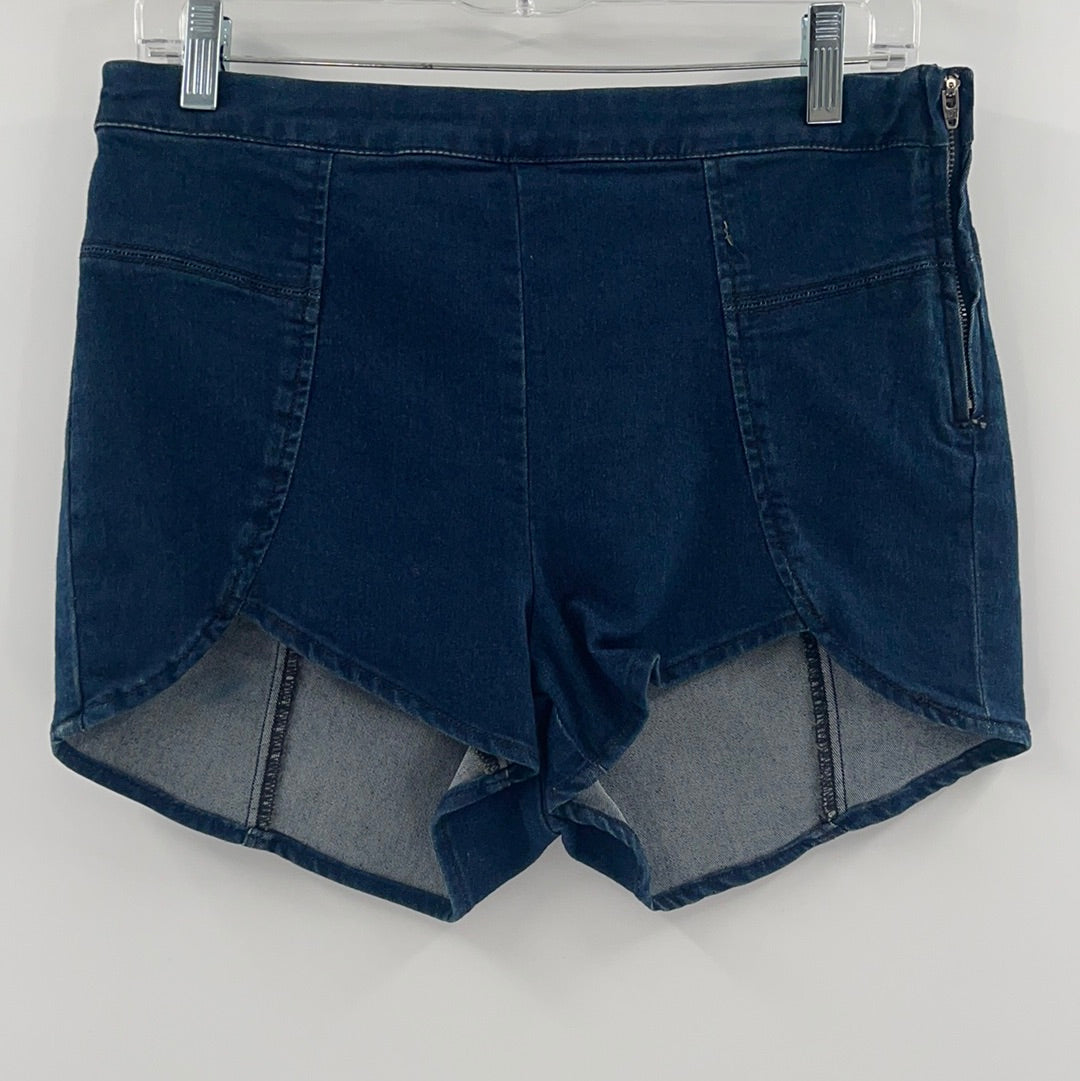 Free People Dark Denin Side Zipper Shorts (Size 30)