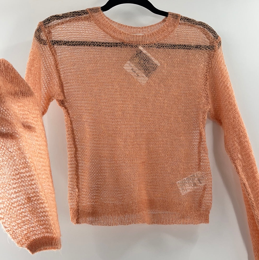 Urban Outfitters Sheer Cropped Peach Sweater (Size XS)