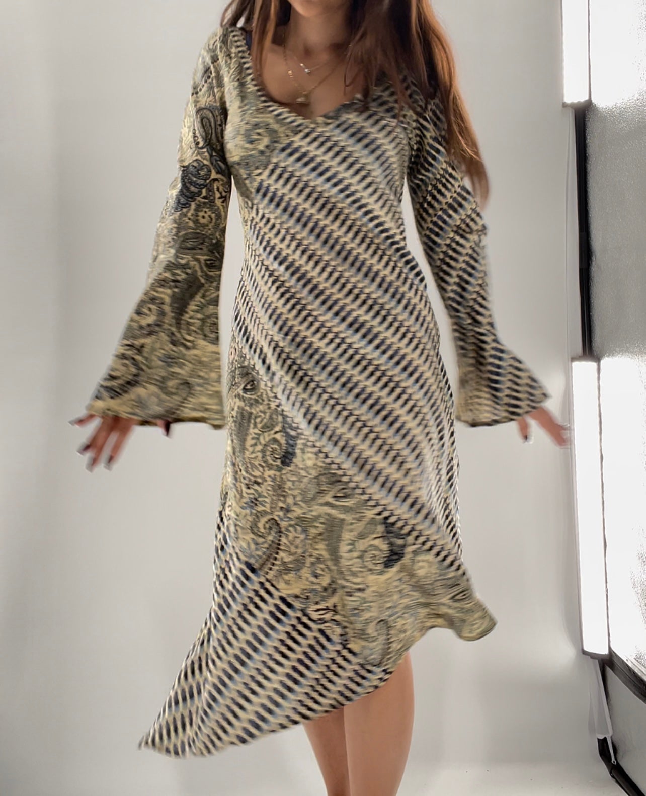 ATIK BATIK 100% Silk Artisan Kaftan Style Maxi (M)