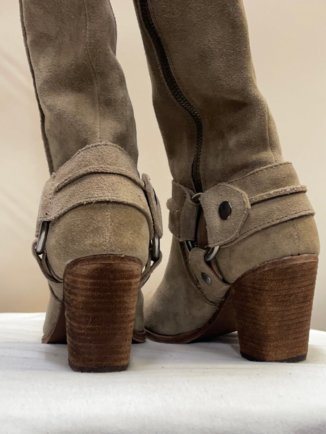 FRYE Suede Cream Boots