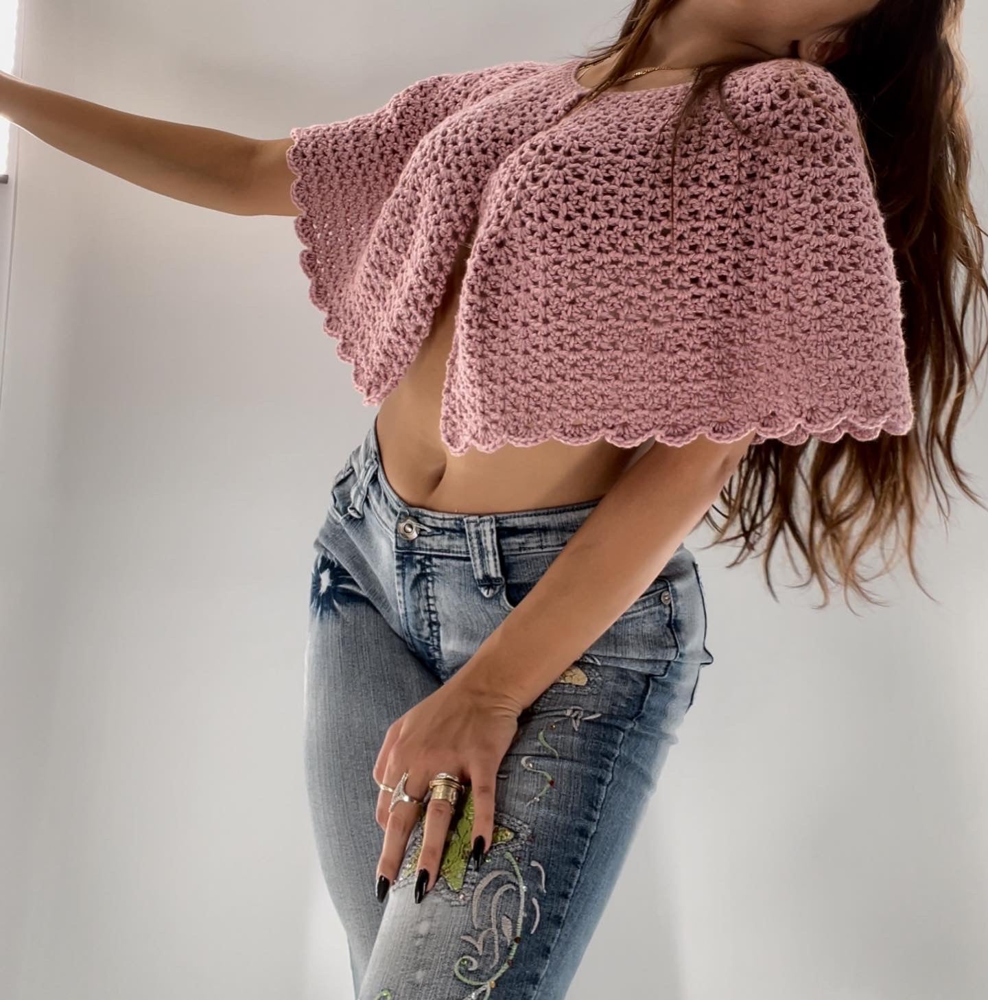 Pink Crochet Cape