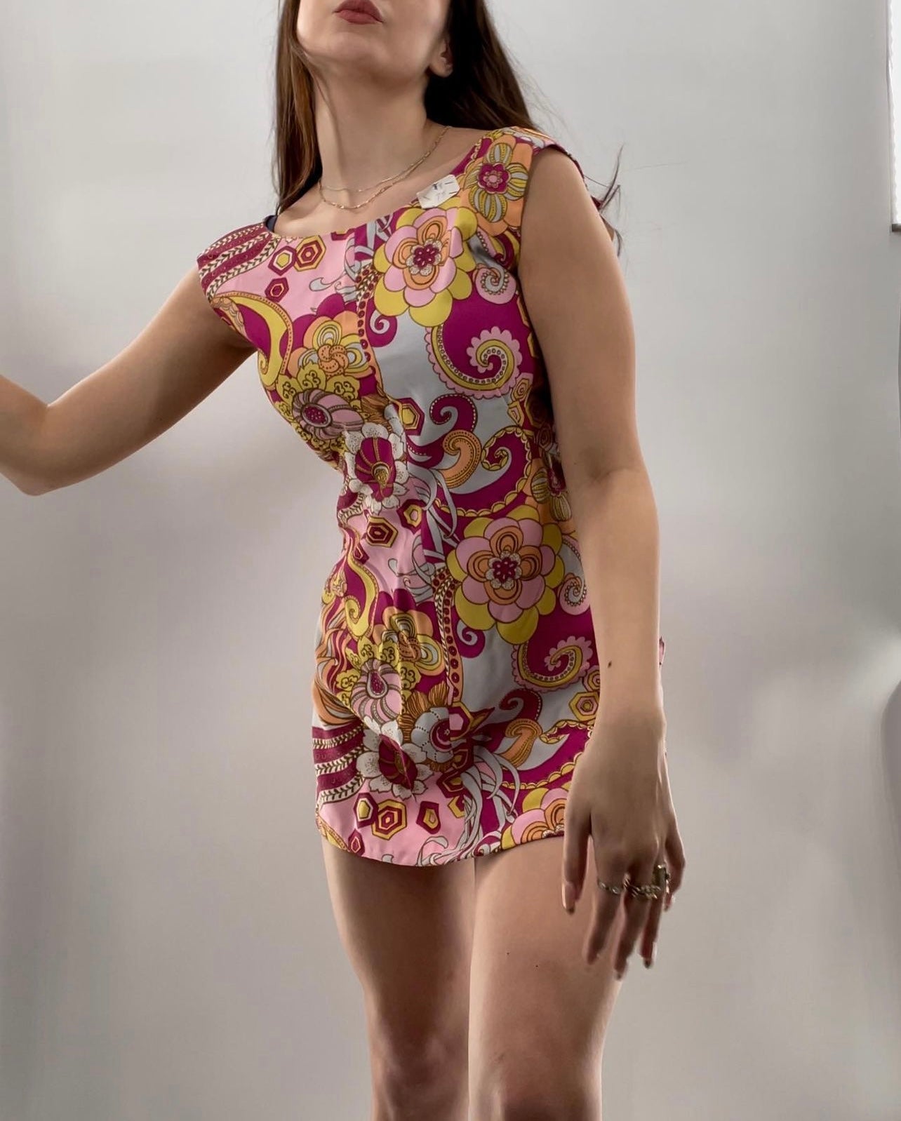 Vintage 1970s Handmade Tunic Mini Dress (Sz XS/S)