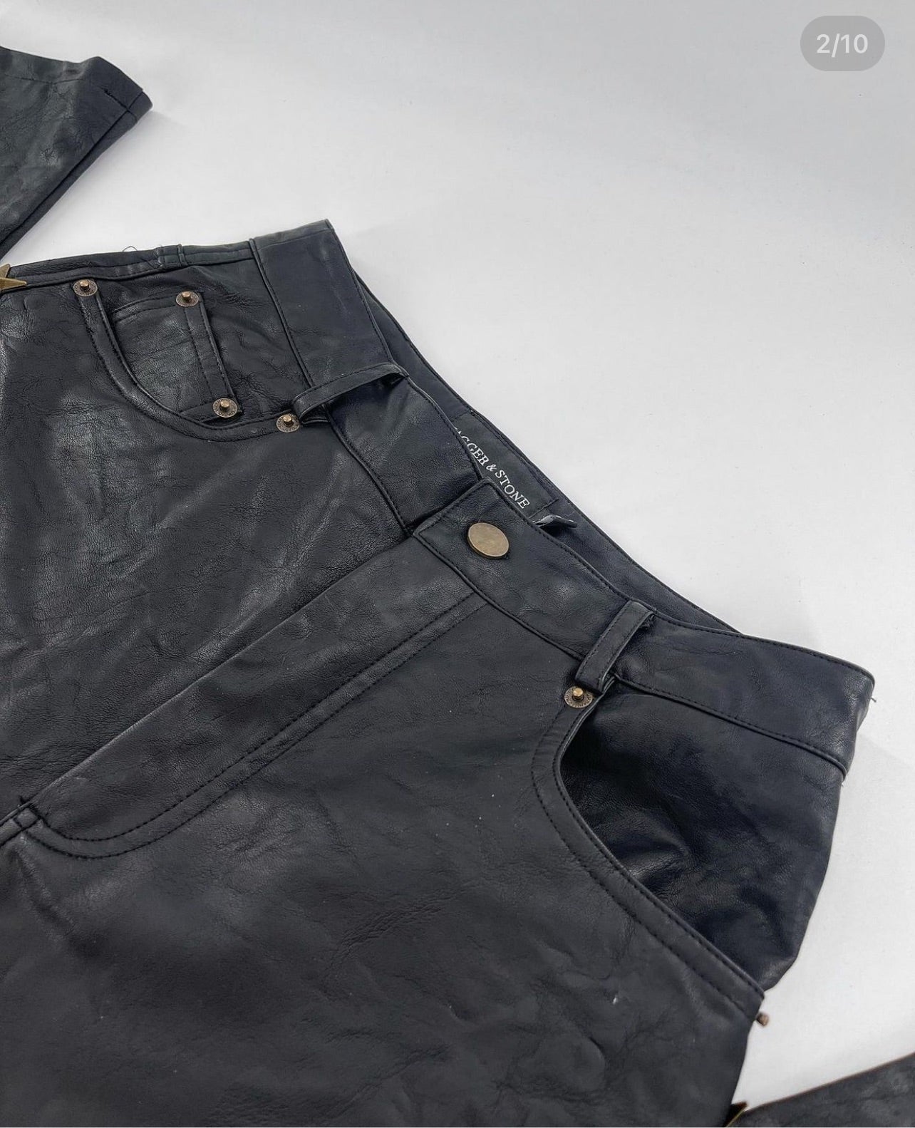 Jagger & Stone Faux Leather Pants with Metal Stars (Sz 6)