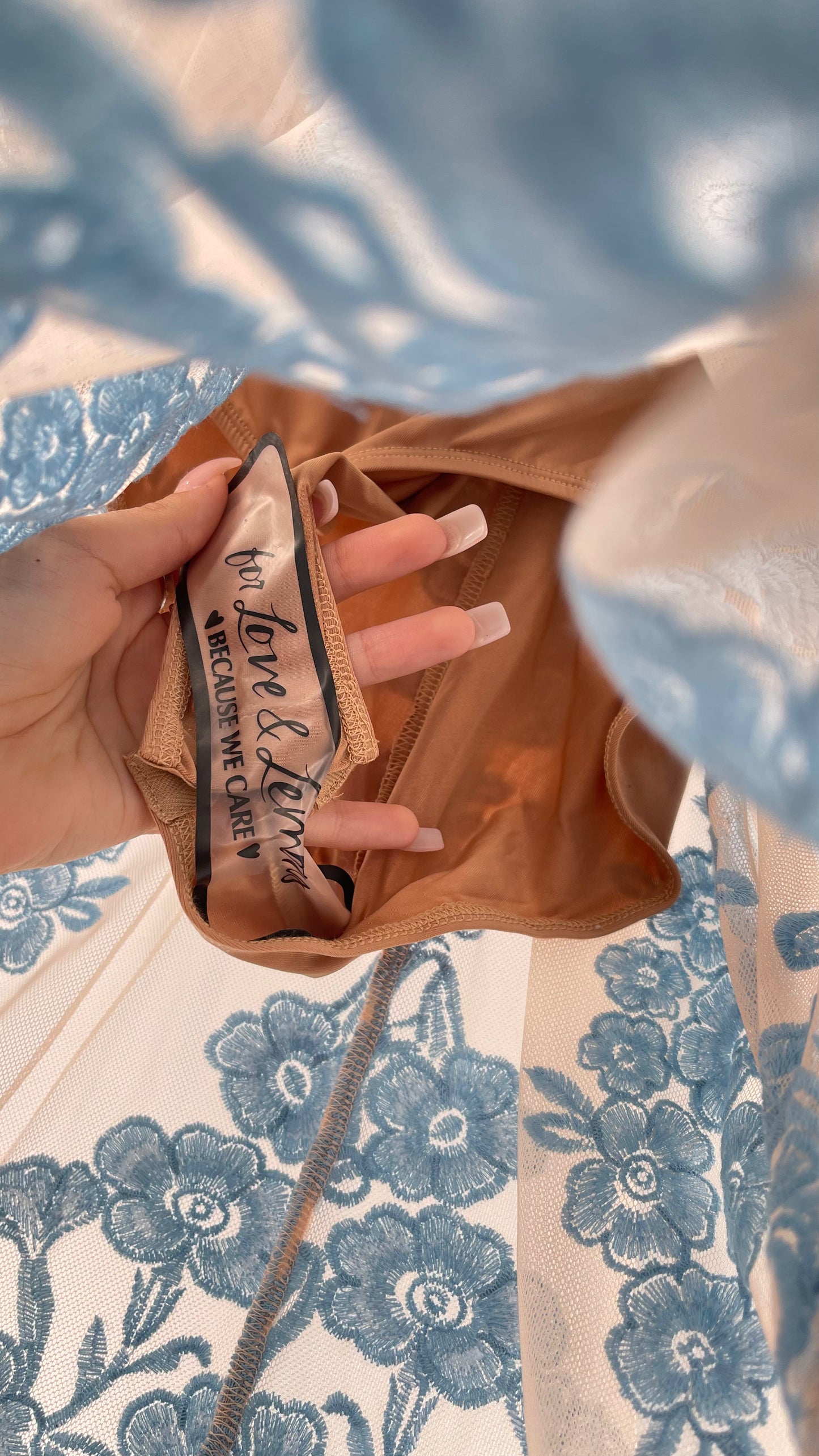 For Love and Lemons Powder Blue Embroidered Temecula Maxi Dress