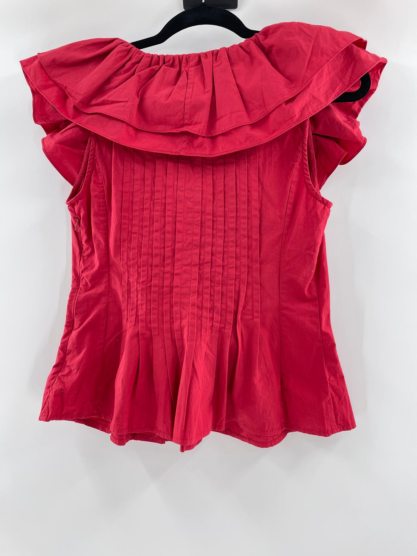 Anthropologie Forever that Girl Red Ruffle Pintuck Tank(XS)