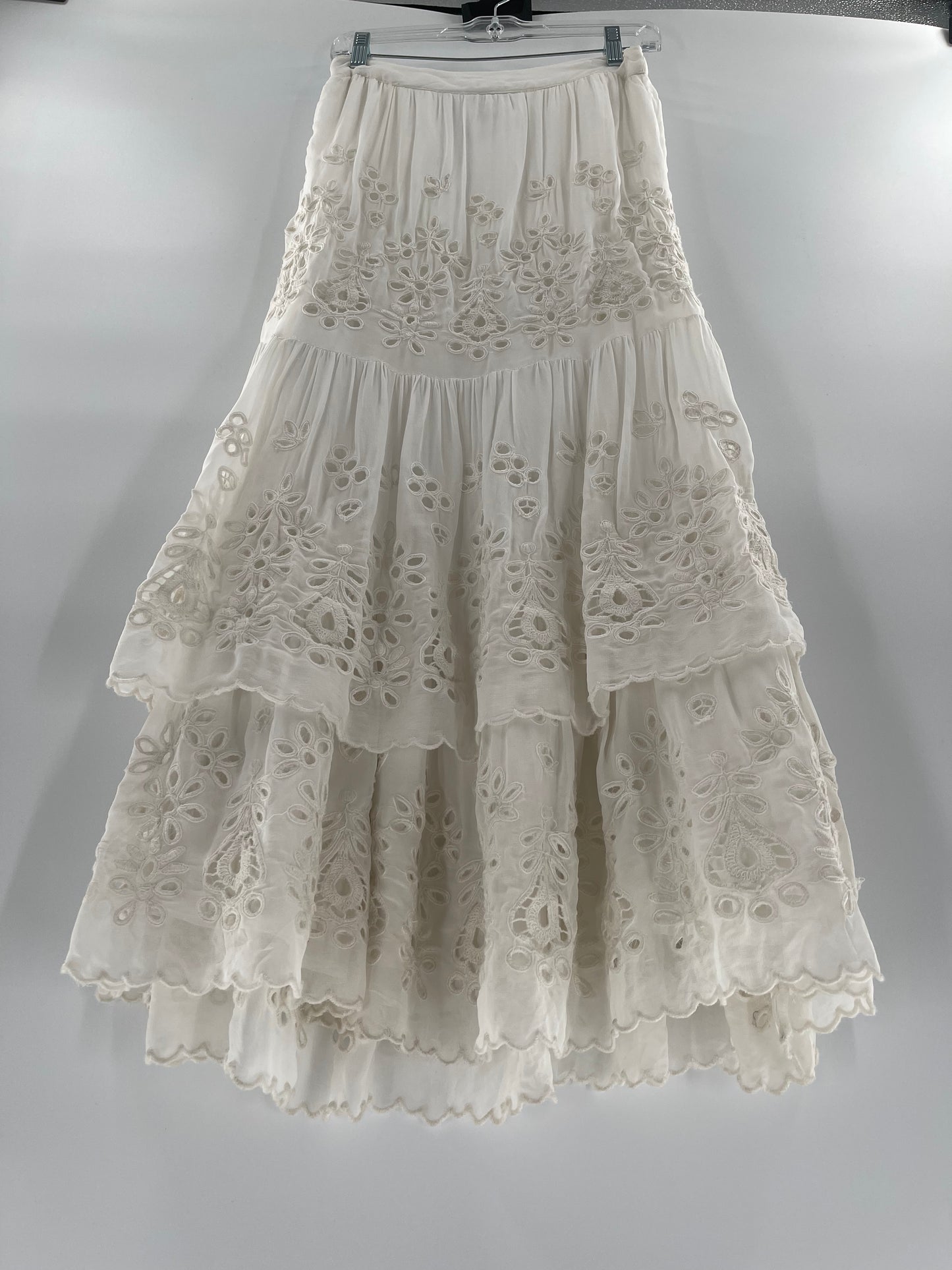 Free People Layered Eyelet Skirt (Size 4, UK 8)