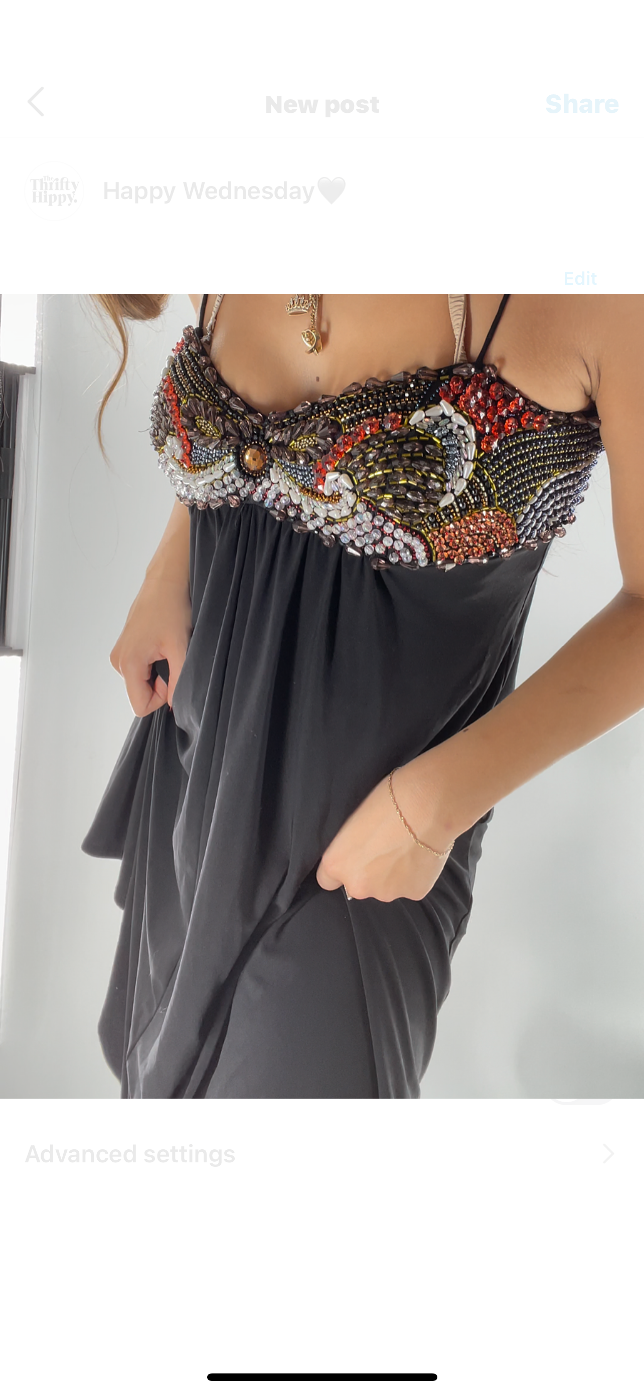 MIGNON black dress with beaded neckline (6)