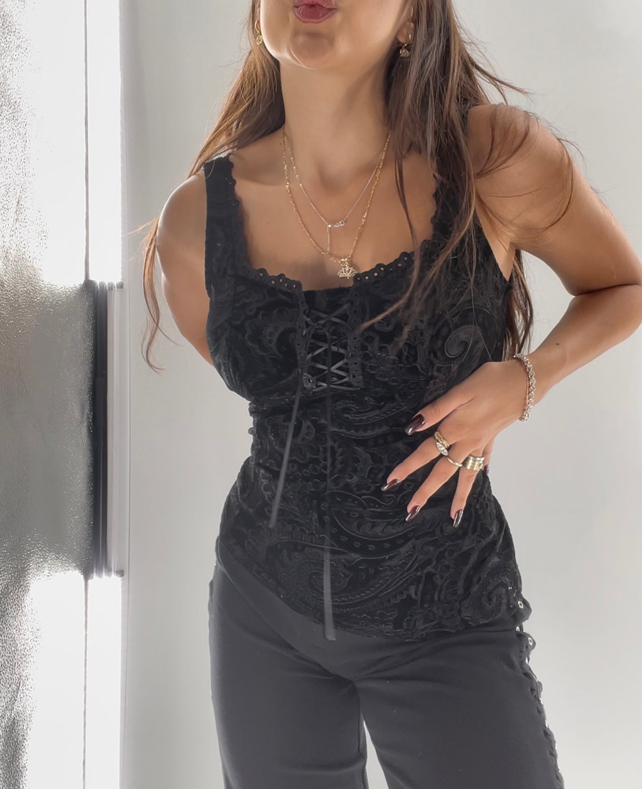 Vintage Arianne Velvet Paisley Tank (M)