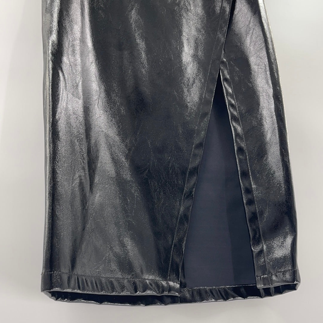 Capulet Free People Black Vegan Leather Mid Calf Front Slit (Size XS)