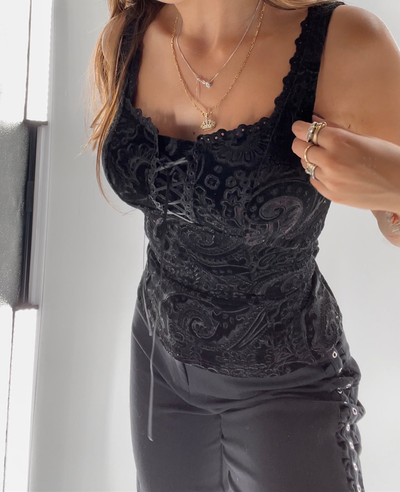 Vintage Arianne Velvet Paisley Tank (M)