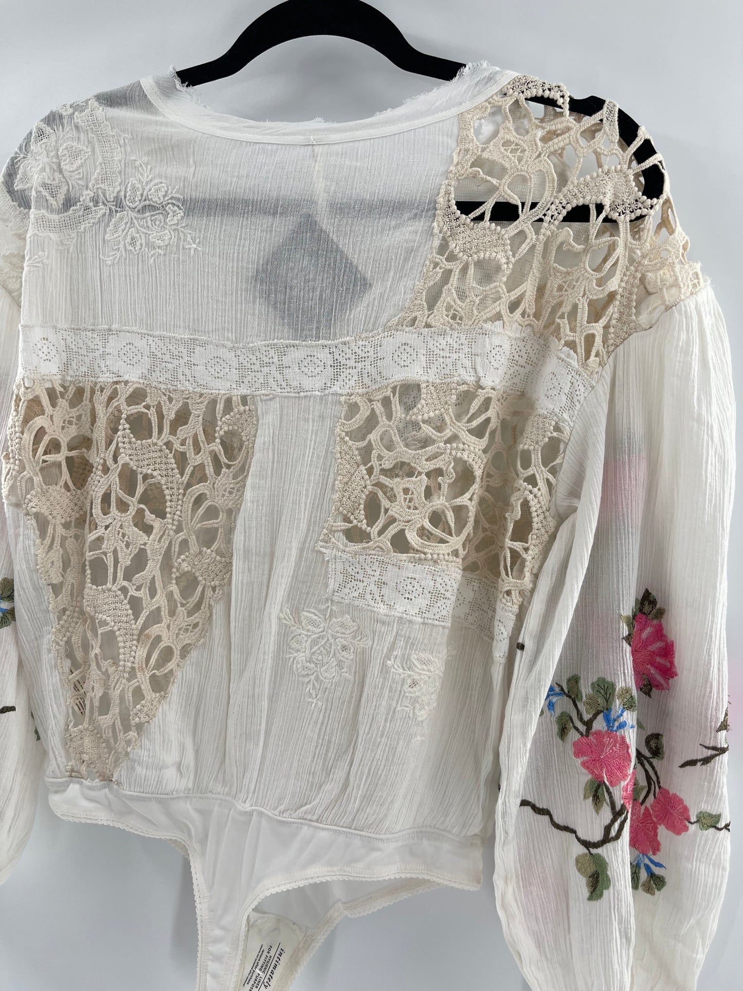 Free People Making Harmony Lace Cotton Embroidered Blouse (XS)