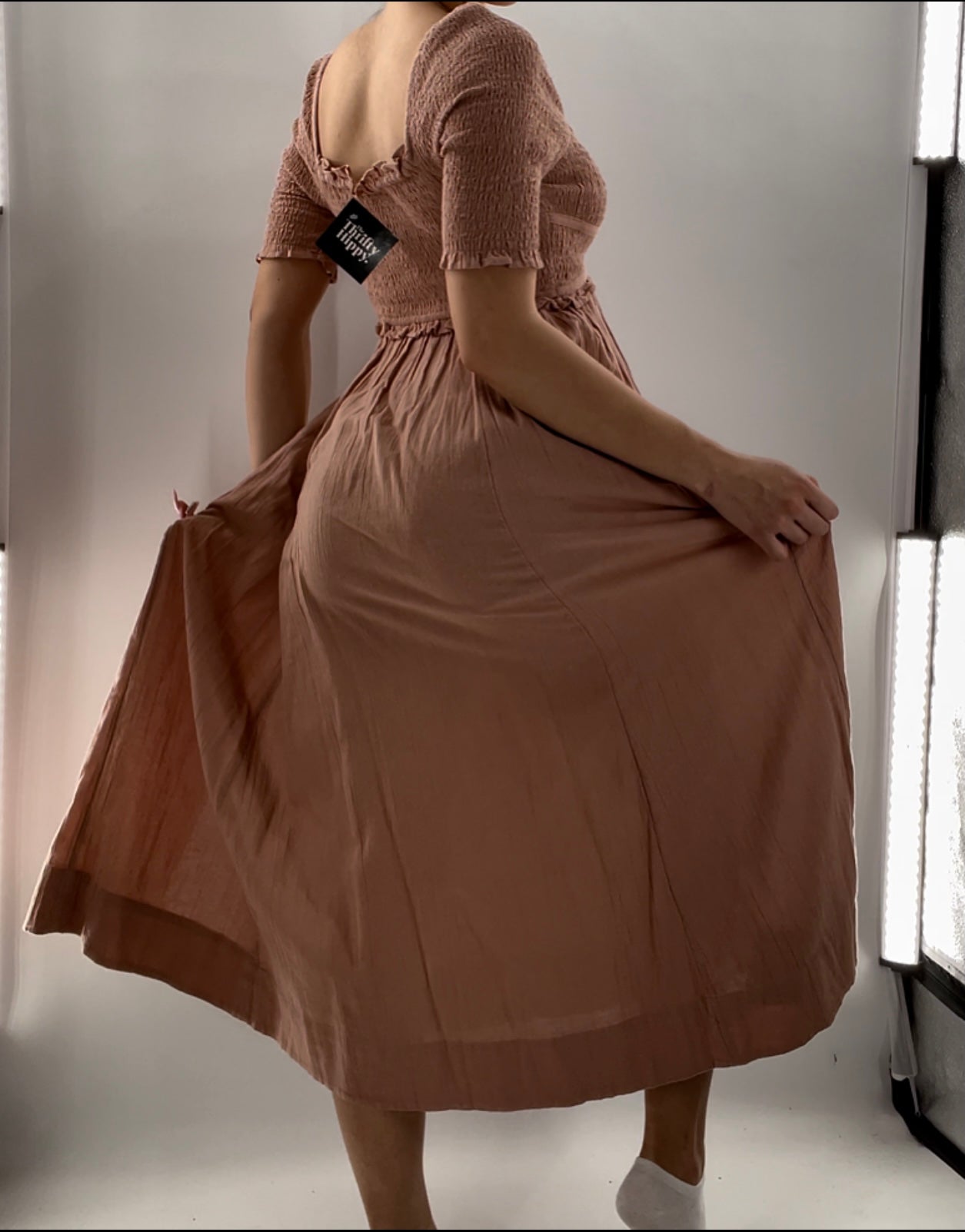 Free People Mauve/Dusty Pink Smocked Maxi (XS)