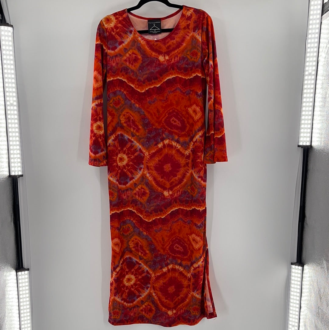 Anthony Mark Hankins Collection - *Vintage* Tie Dye 70's Red Maxi Dress (Size Medium)