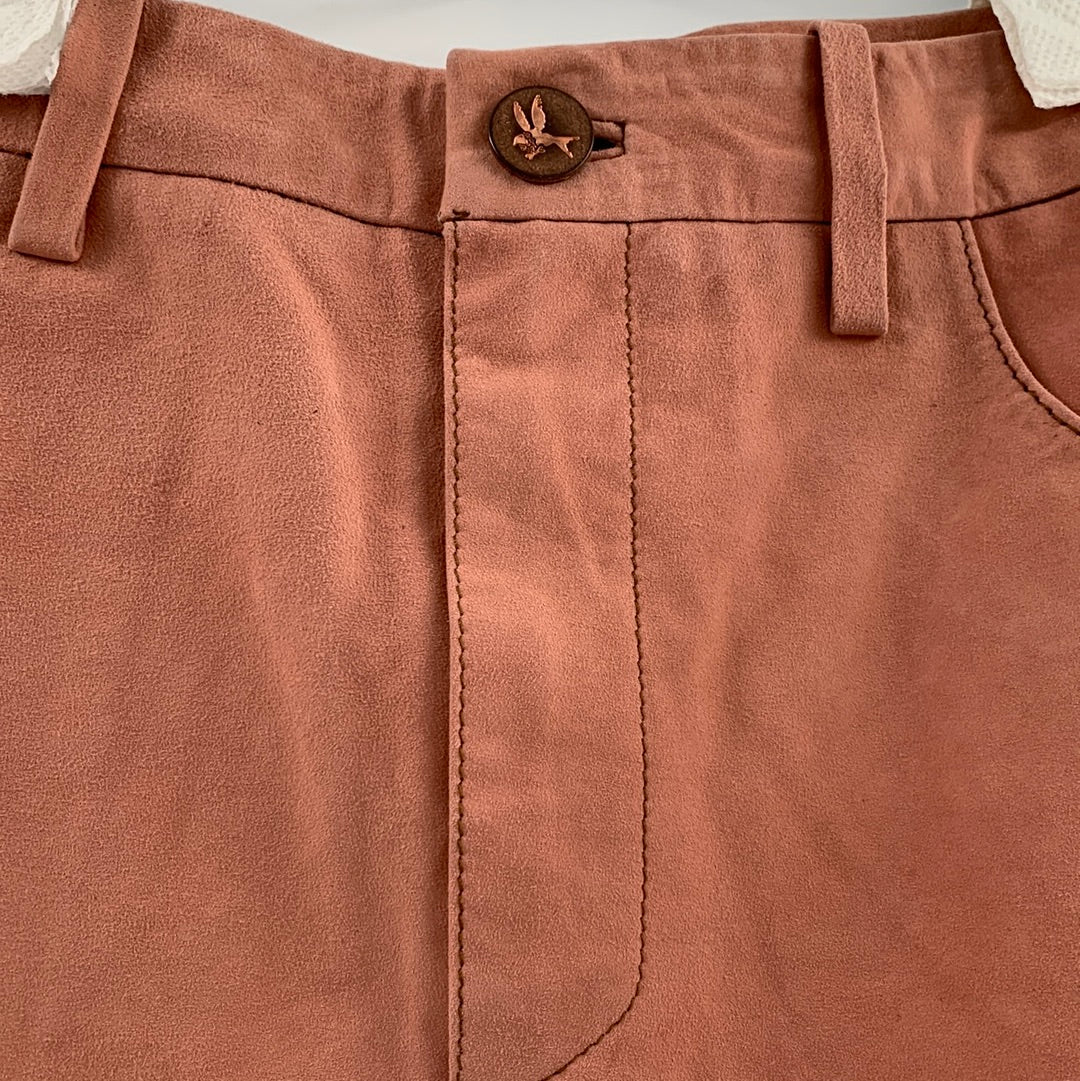 Anthropologie- ONETEASPOON- Peach Suede Mini Skirt ( Size M)