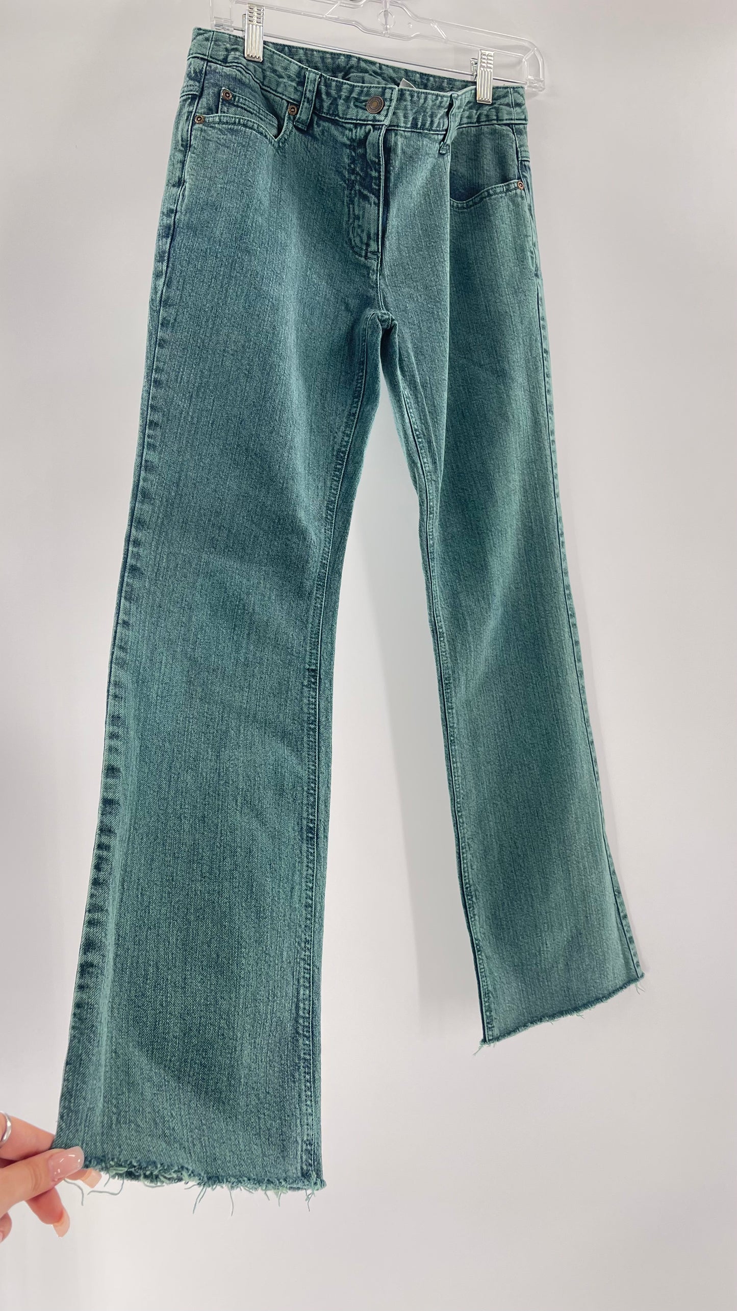 Jeanology Mid Rise Faded Teal Straight Legs (4)