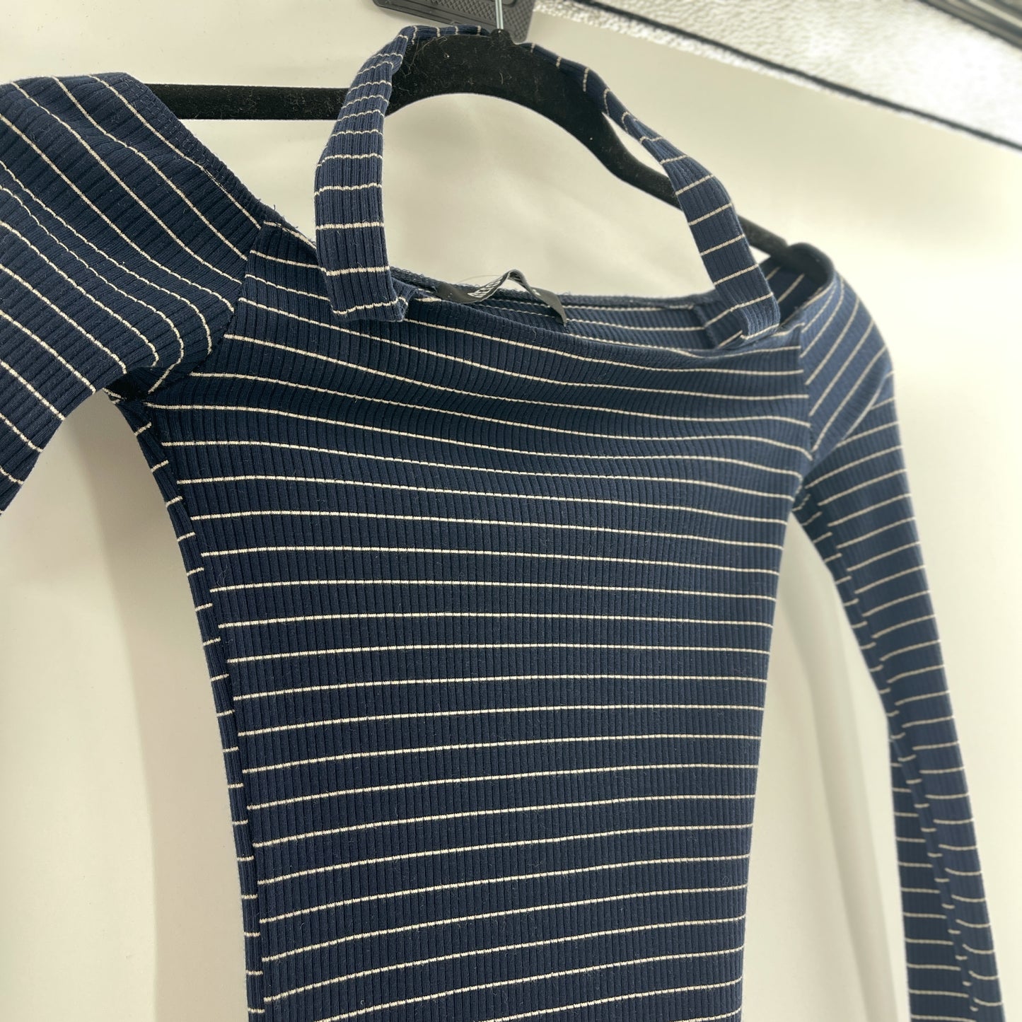 Reformation Navy Knit Striped Long Sleeve (S)