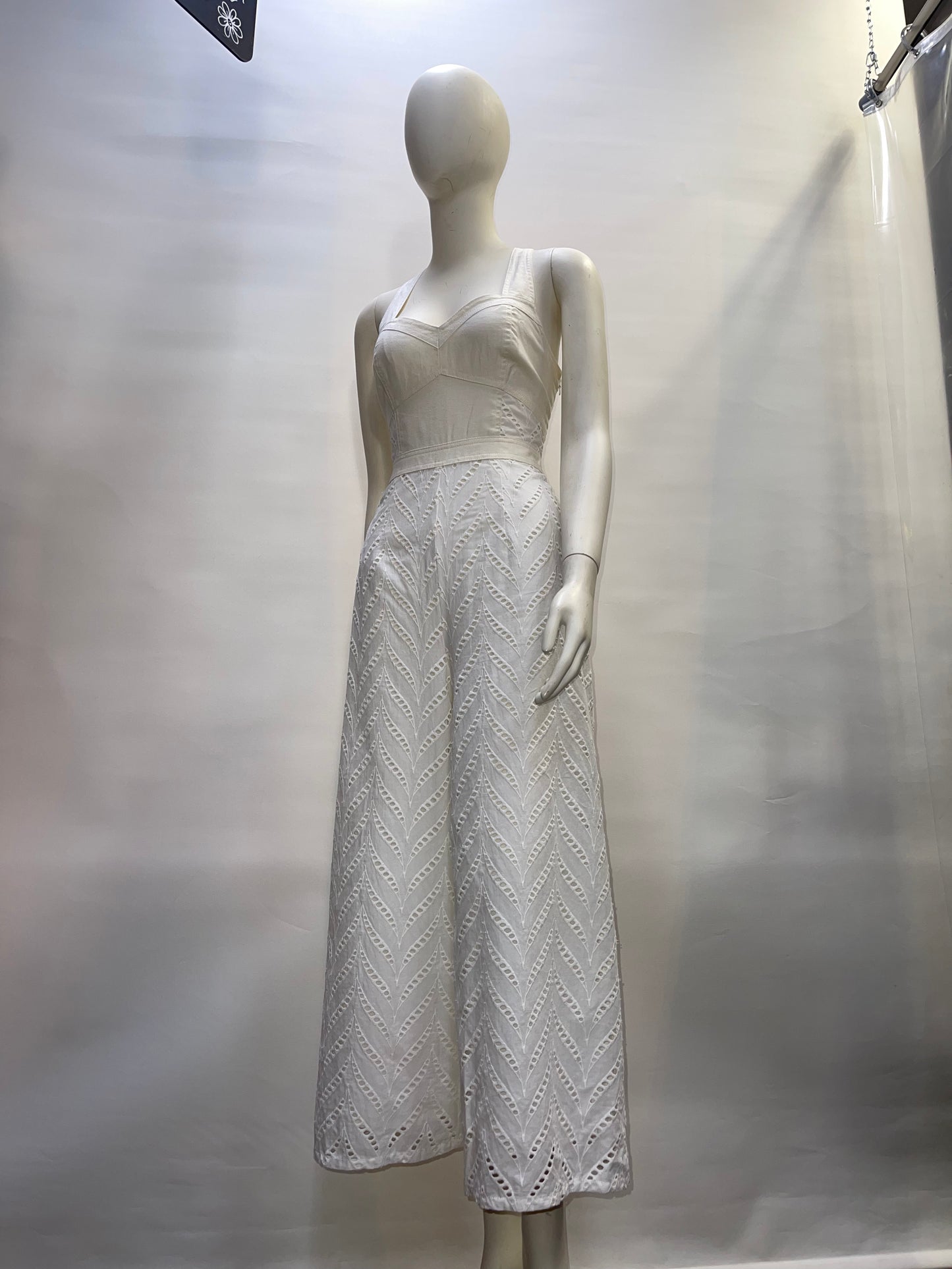 Anthropologie- Ettitwa - Off White Strapless Eyelet Jumpsuit- ( Size 4)