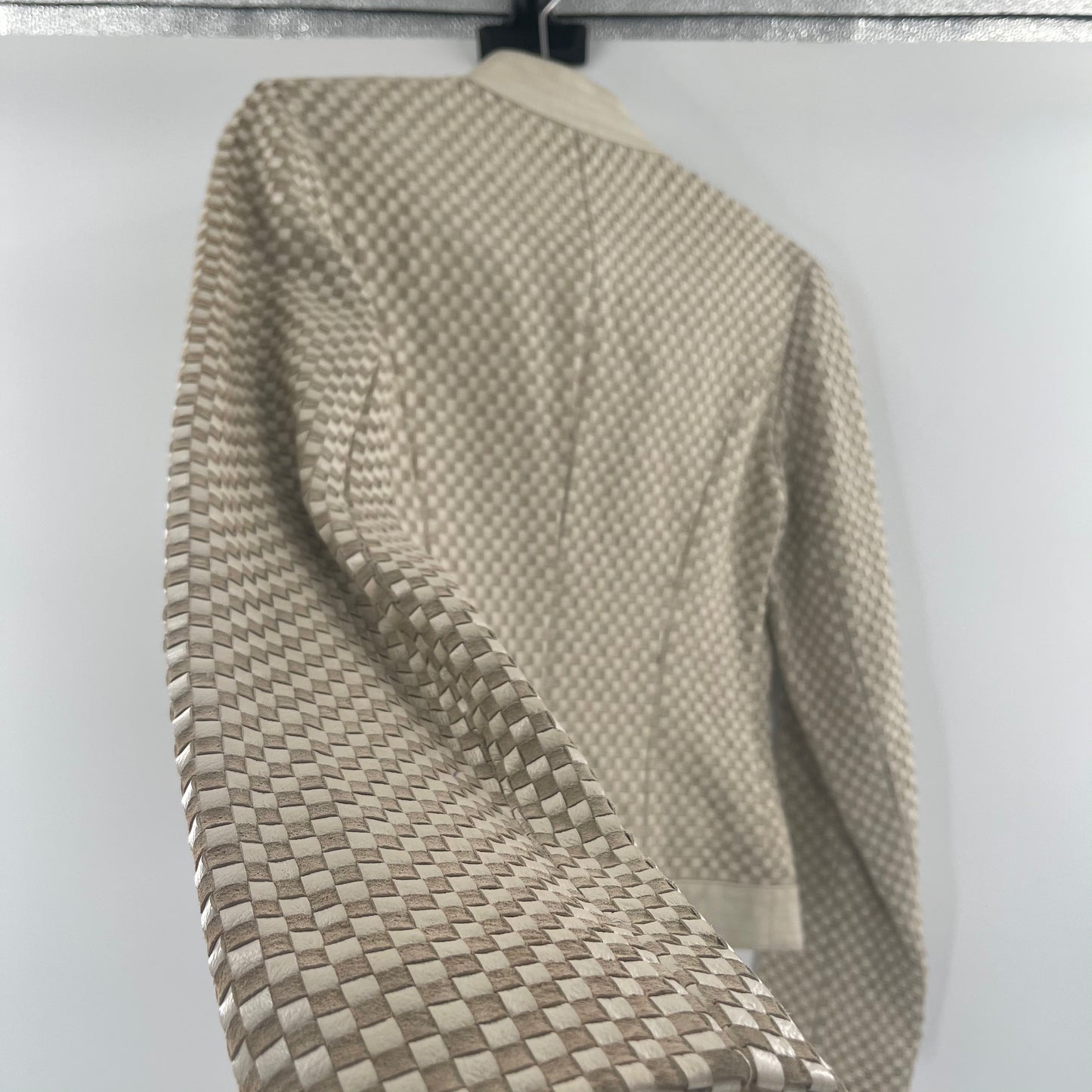 Vintage Revue Leather Checker Patterned Leather Blazer (M)