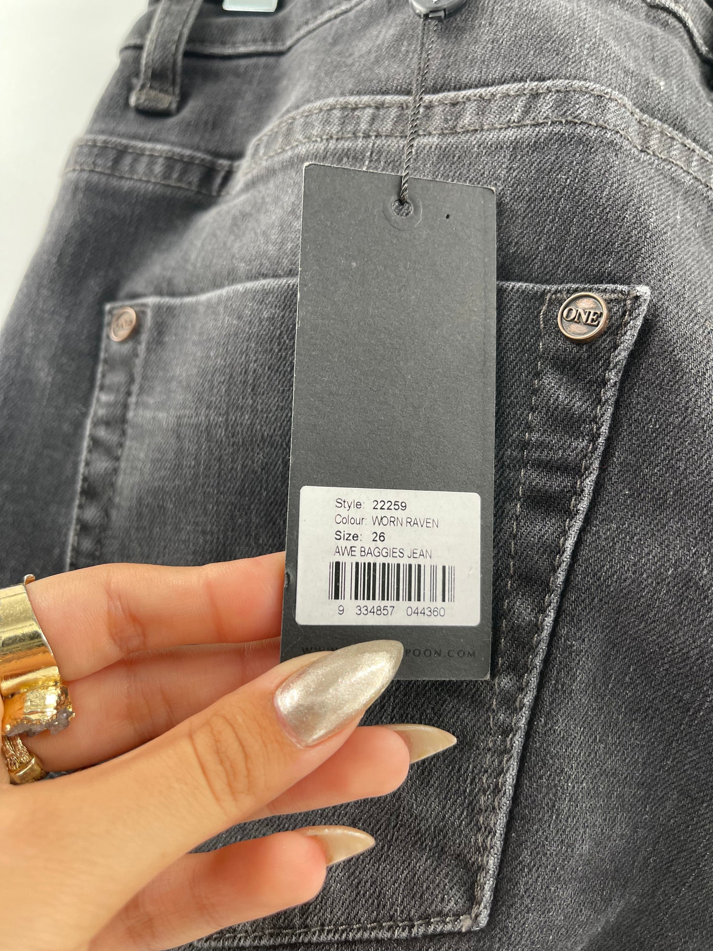 One Teaspoon Charcoal Grey “Awe Baggies Jean” (Sz 26)