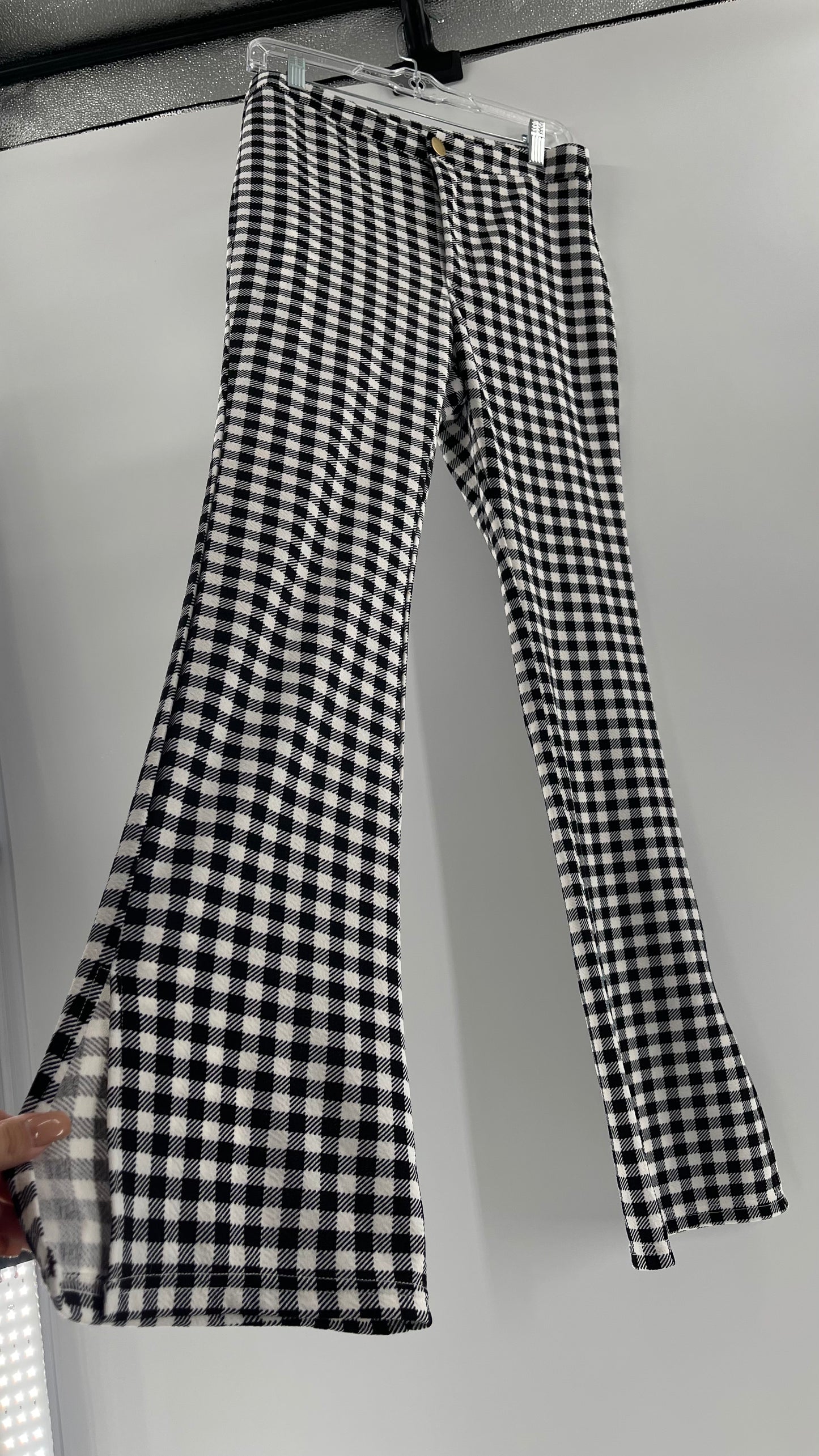 High Waisted Checkerboard Flare Pants (Small)