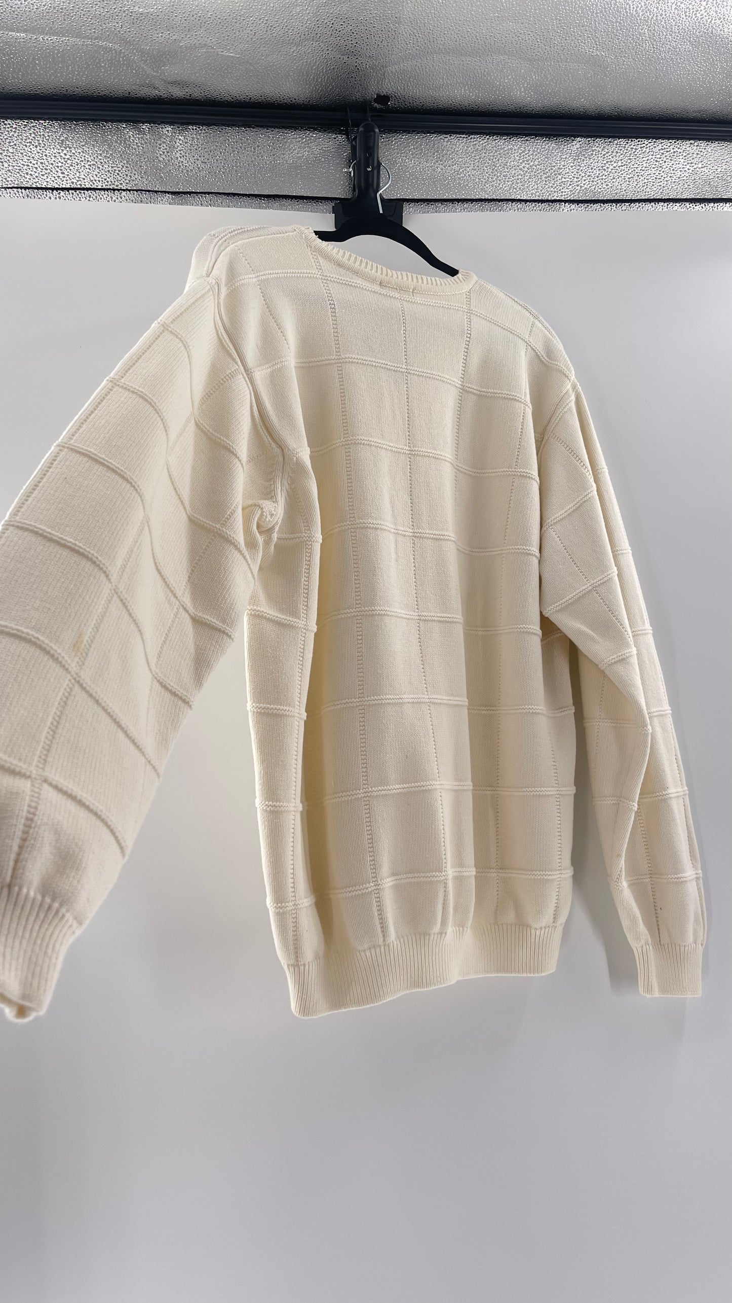 Vintage IZOD Cream Square Stitch Sweater (XL)