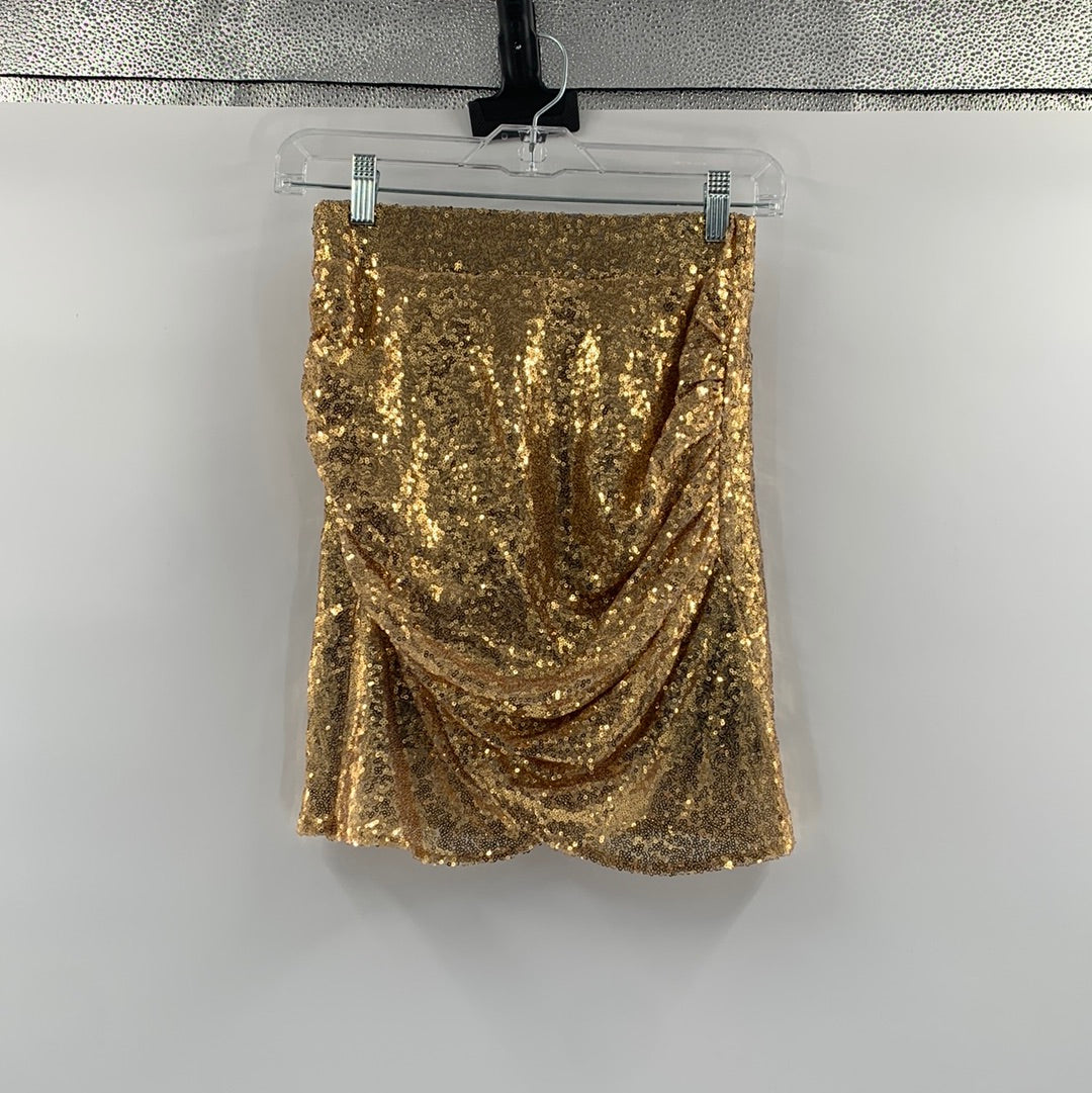 Free People Gold Sequin Mini Skirt (SzS)