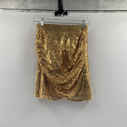 Free People Gold Sequin Mini Skirt (SzS)