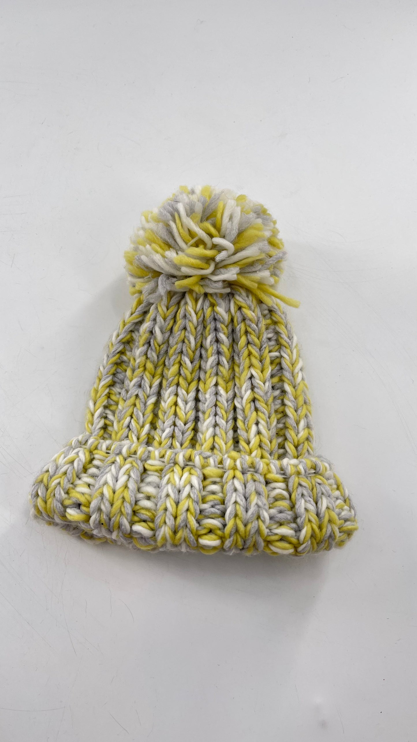 Free People Knit Yellow/Grey/White Beanie