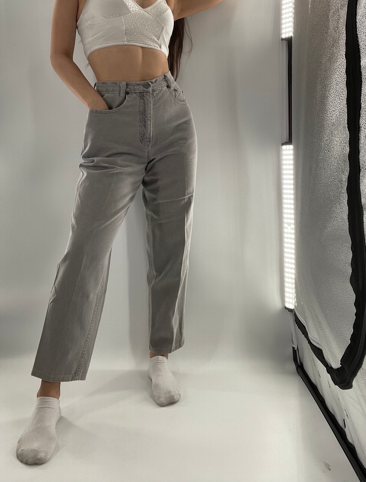 Vintage Democracy High Waisted Grey Jeans (6)