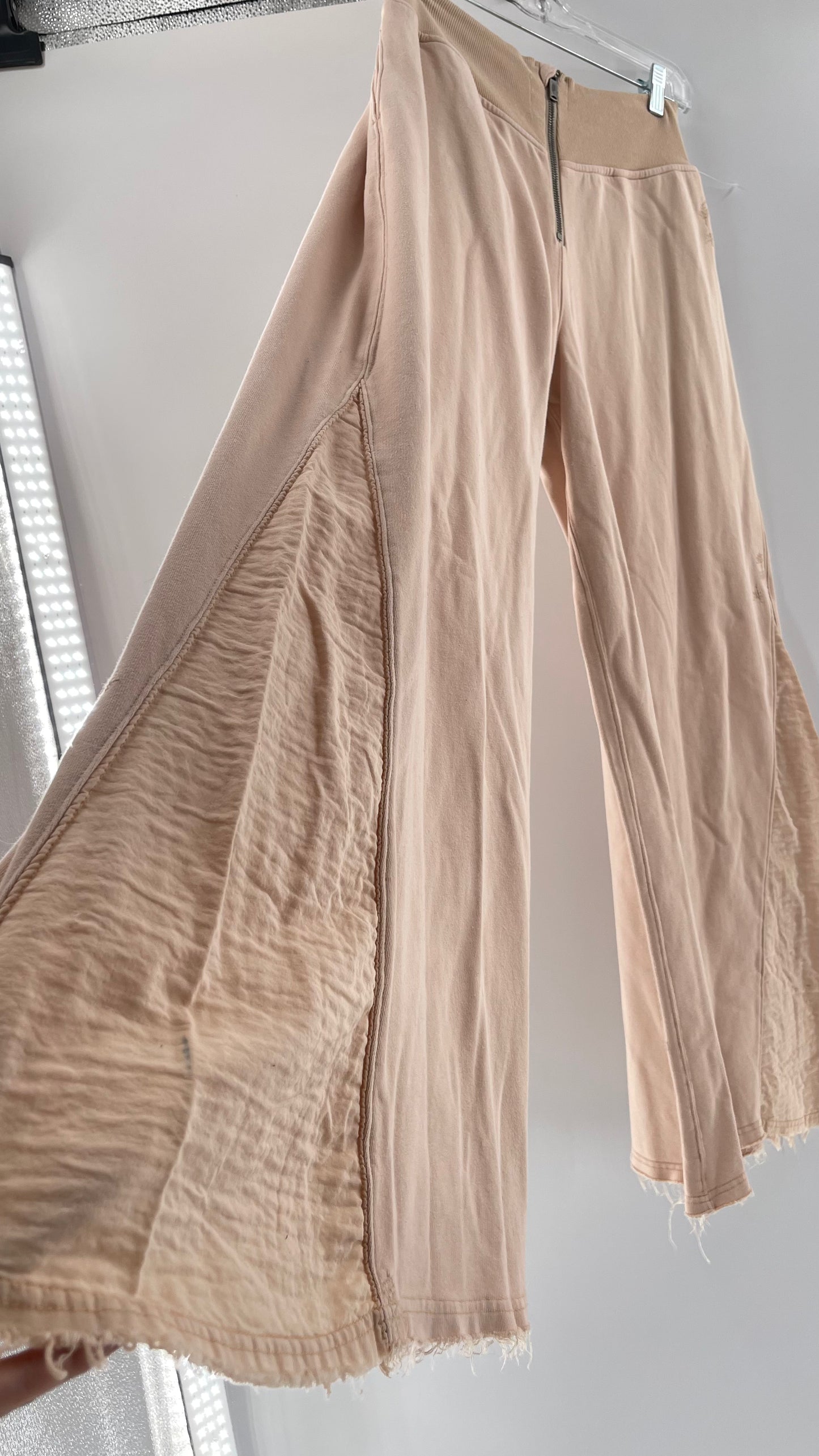 Free People Movement Muted Pink High Waisted Jersey Flare Legs (Small)