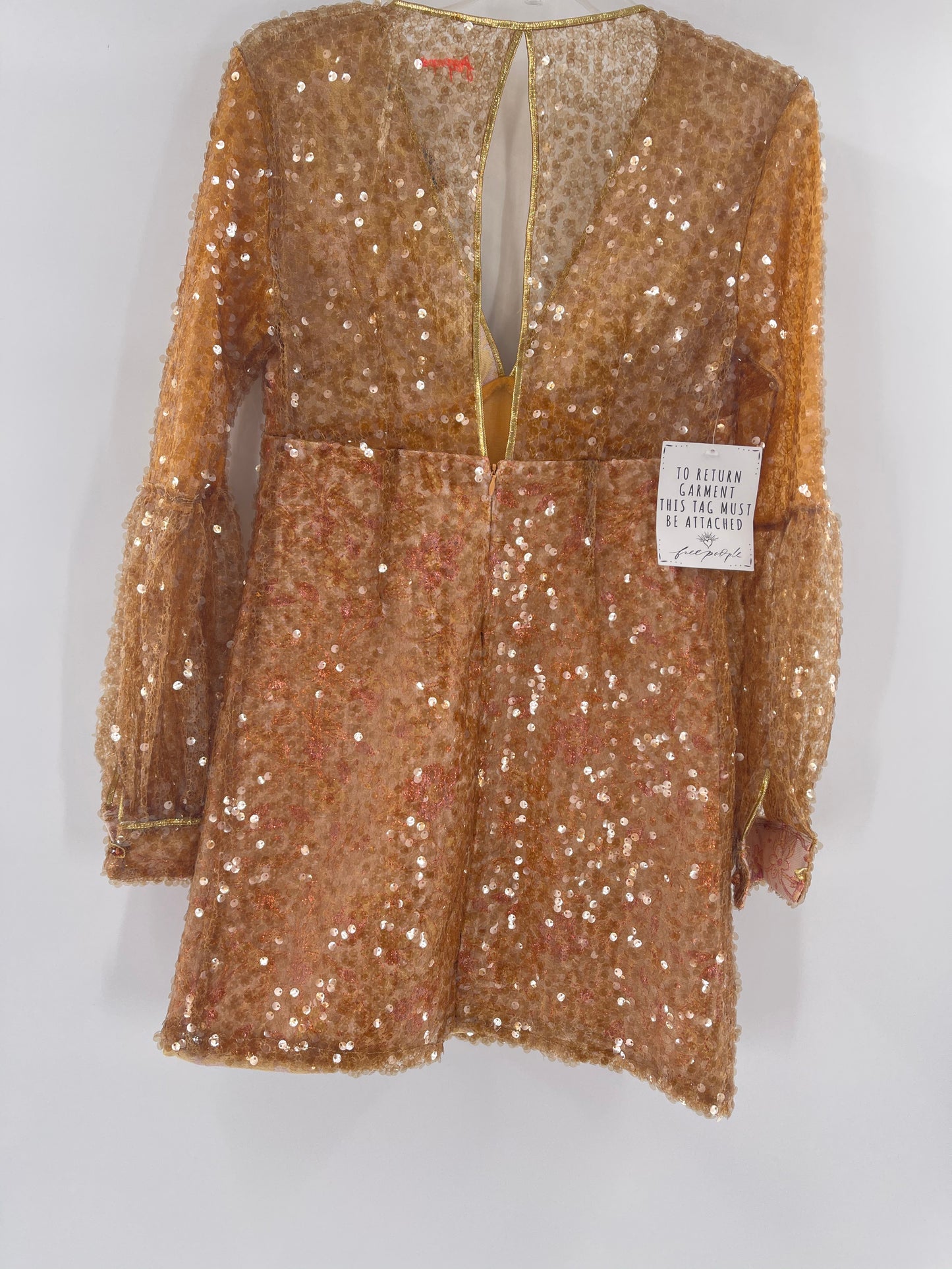 Free People Gold Sequin + Tapestry Dress (2)