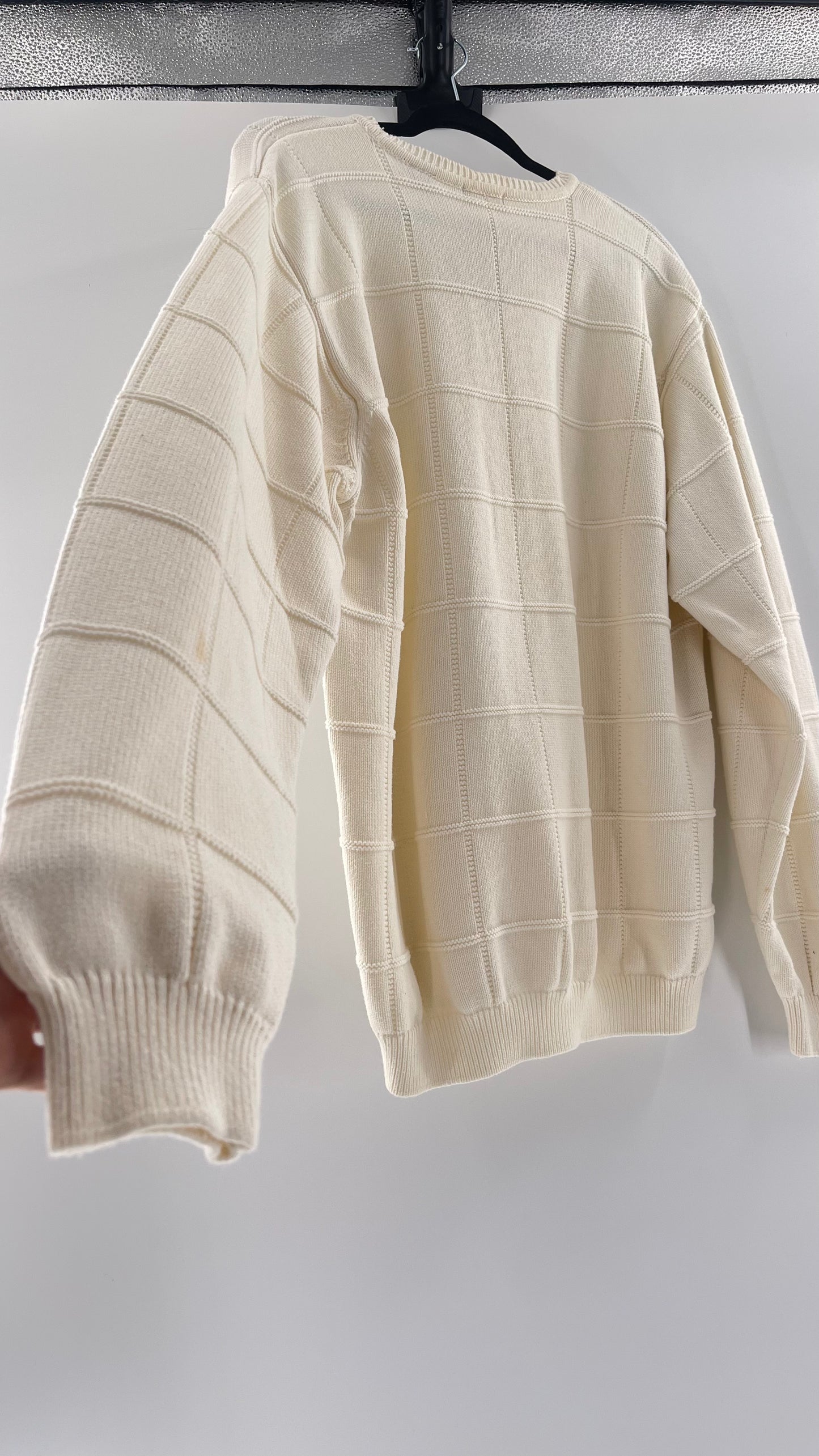 Vintage IZOD Cream Square Stitch Sweater (XL)