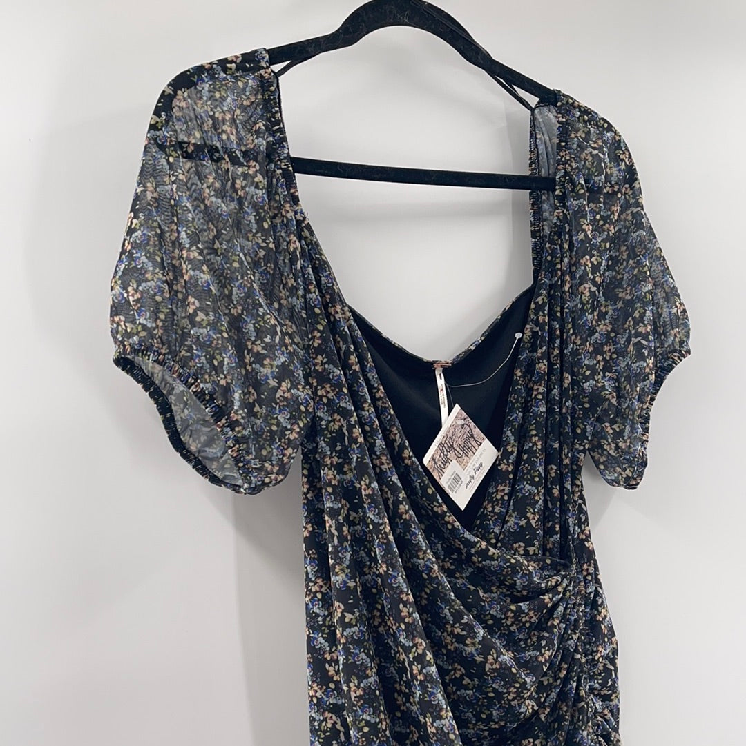 Free People Blue Floral Dress (Large)