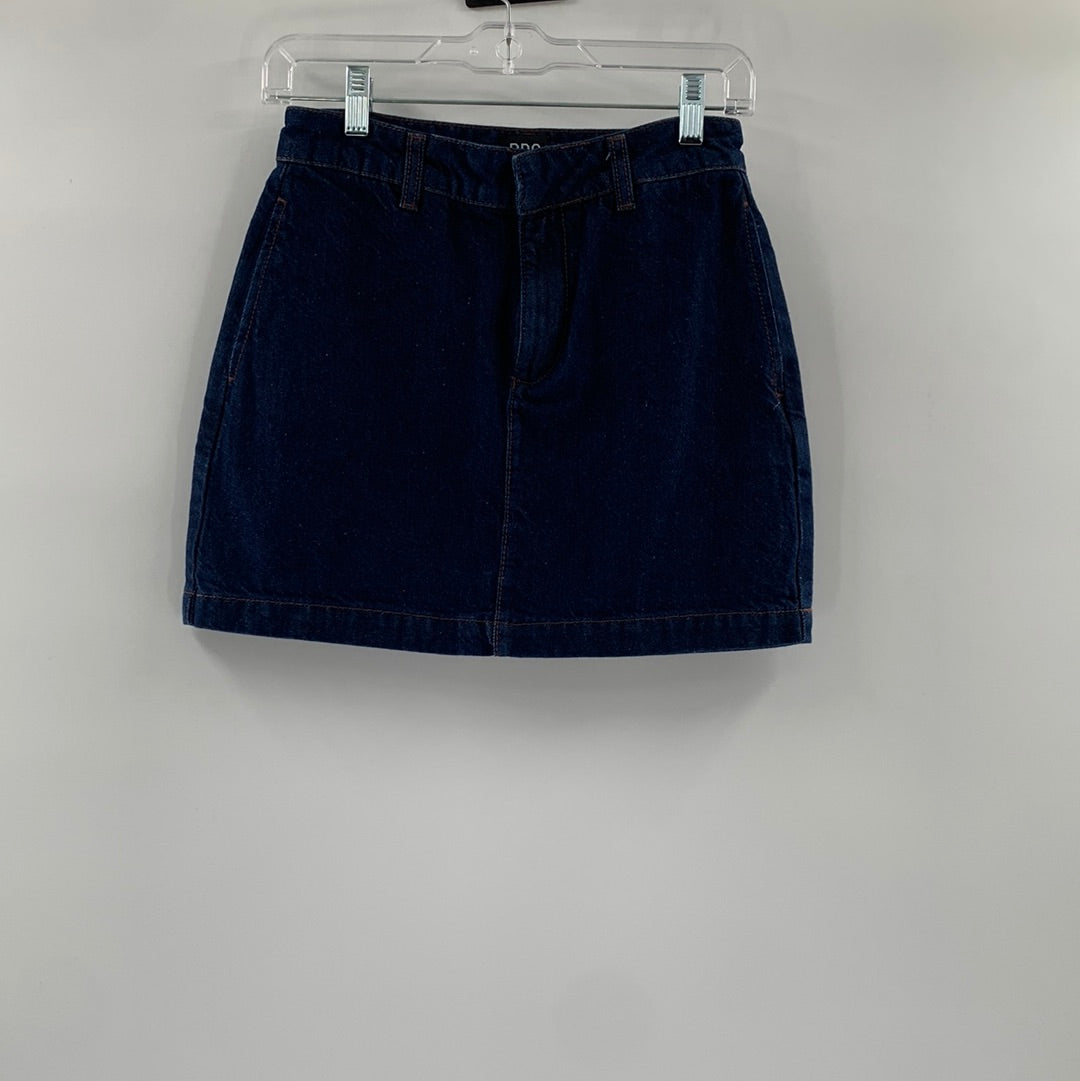 BDG Dark Denim Mini Skirt With Front Knife Pockets and Square Back Pockets (Size XS)